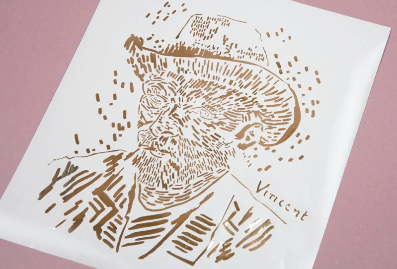 Laser cut vinyl.