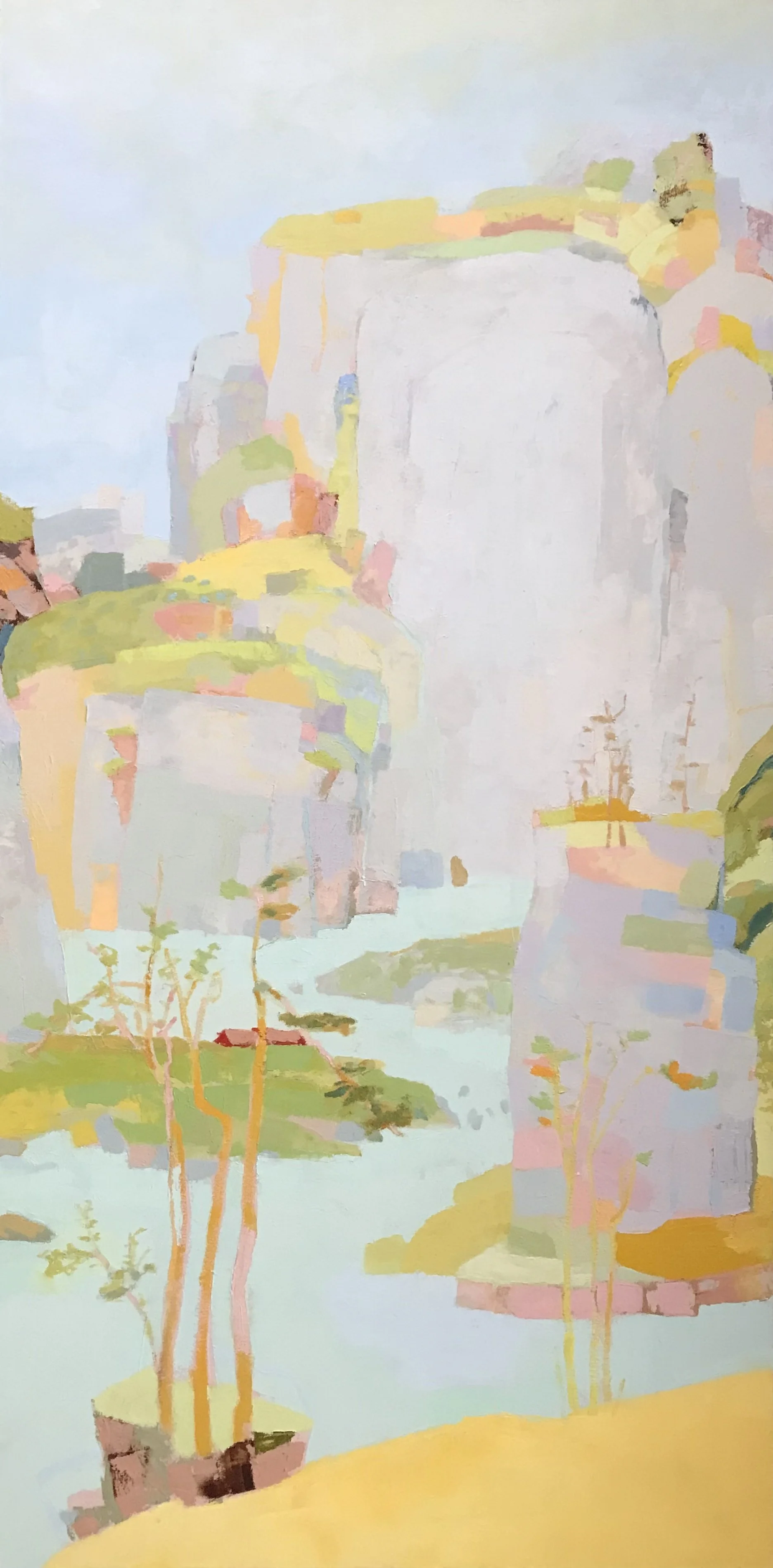 The Coming of Autumn 48" x 24" oil on canvas, 2021 (after the original by Hong Jen (16th century)