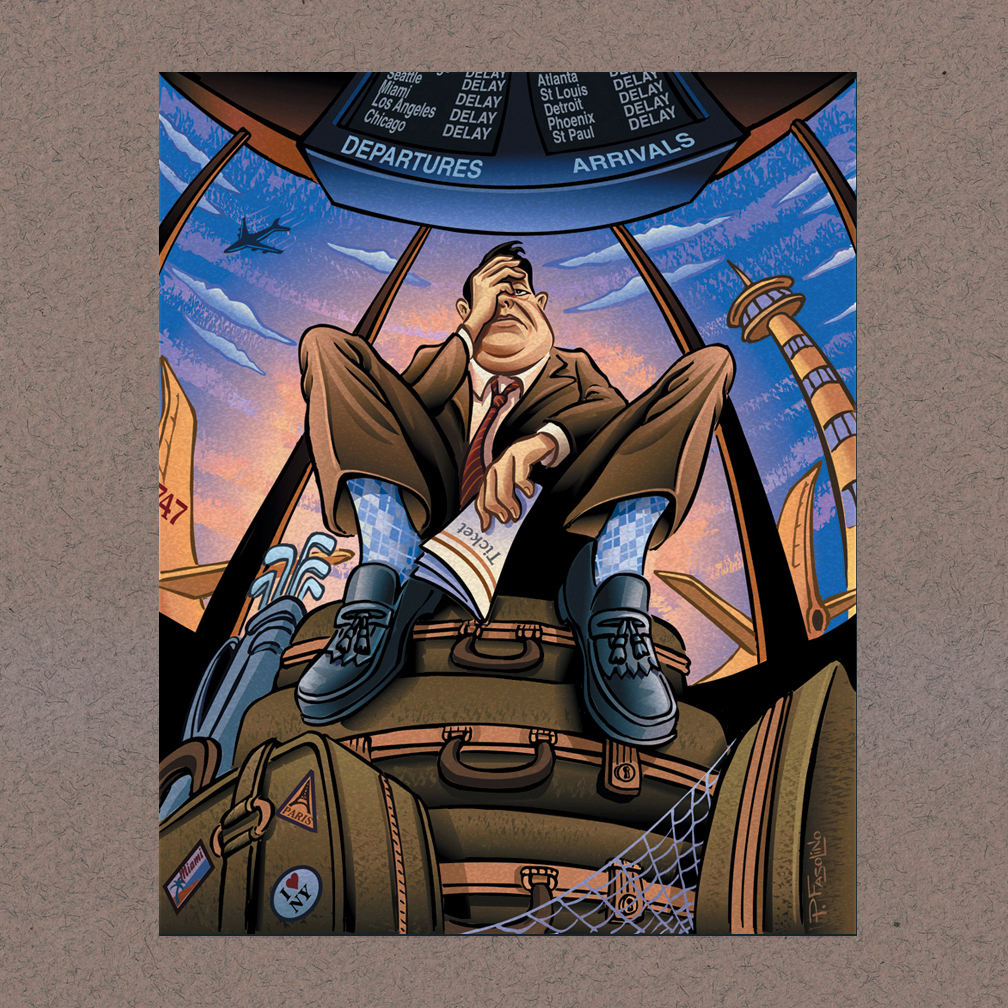 Trains, planes and automobiles. Art for a Travel weekly article.