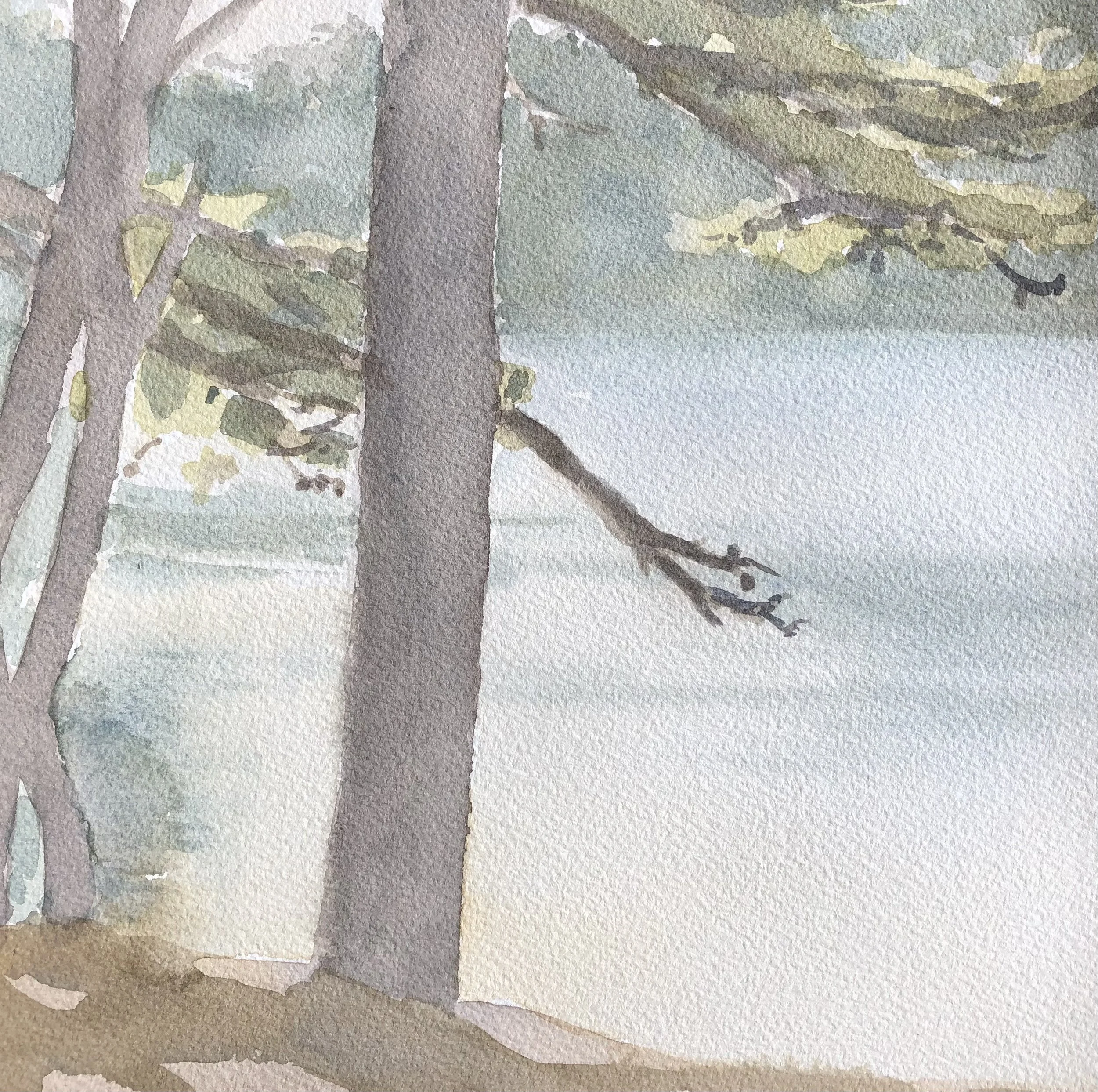 Landscape Painting with Ink and Watercolor