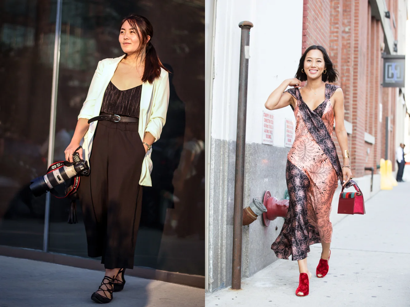 Photo of me (left) by Gizela Zaqueu . Wearing an outfit that costs less than my lens rental, and wishing I could look like Aimee Song (right).