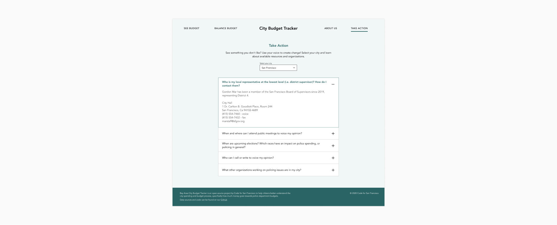 Resources Page gives visitors a comprehensive list of resources and organizations they can use to take action.