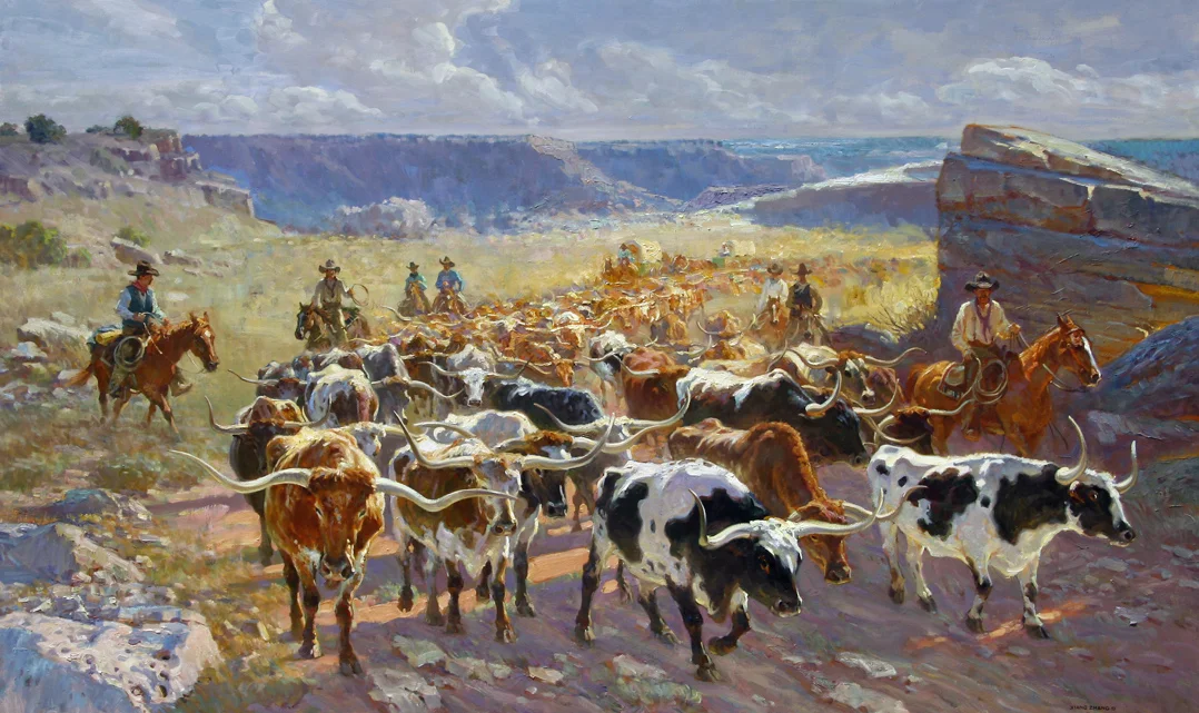 Longhorns in Palo Duro 48” x 80” SOLD