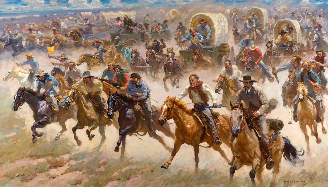 Oklahoma Land Run 1889 48” x 84” SOLD