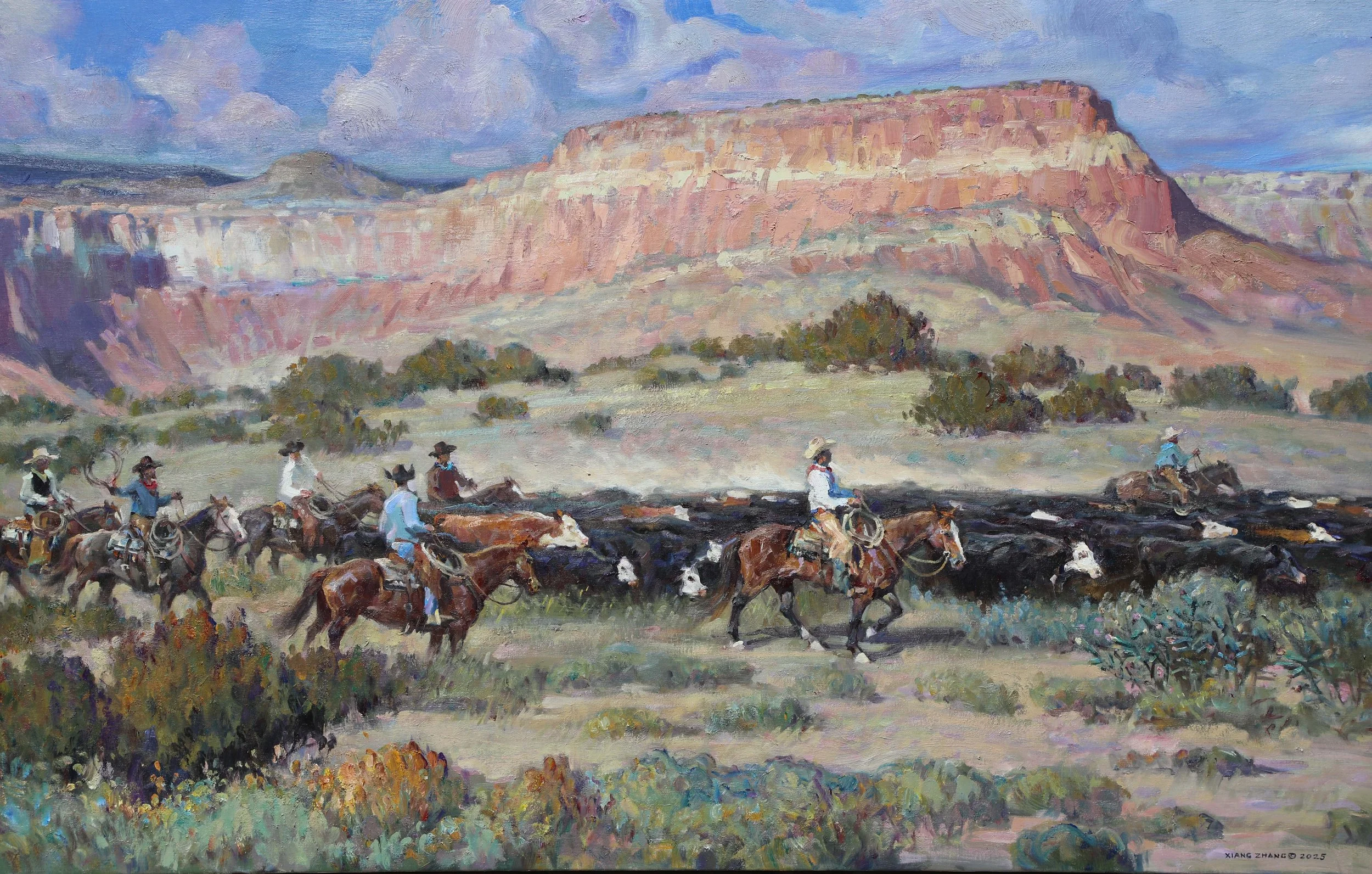 "Abiquiu Roundup" oil on linen 38" x 60" Sold