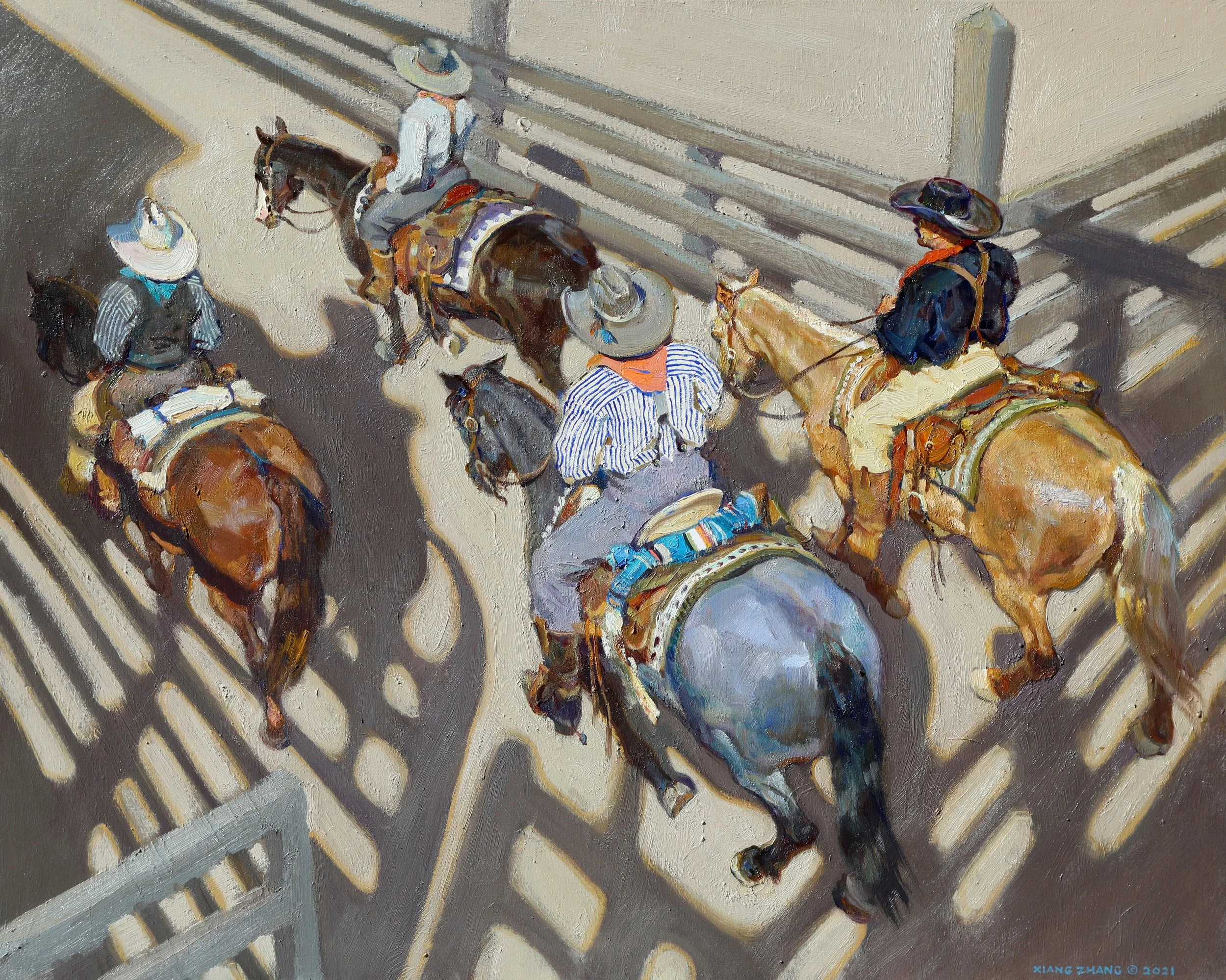"Fence Shadow" oil on linen 32" x 40"