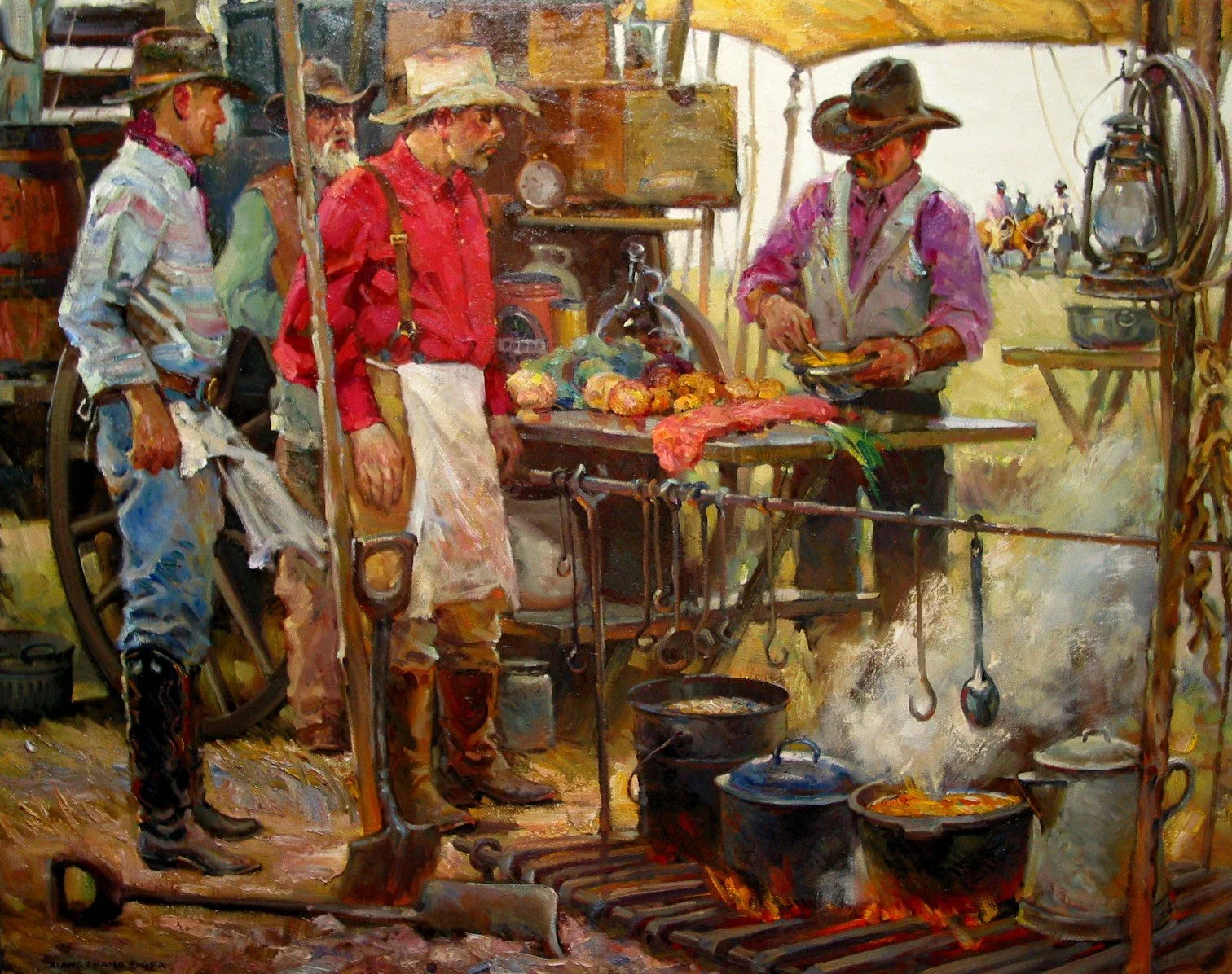 "Chuckwagon Kitchen" oil on linen 40" 50" Sold