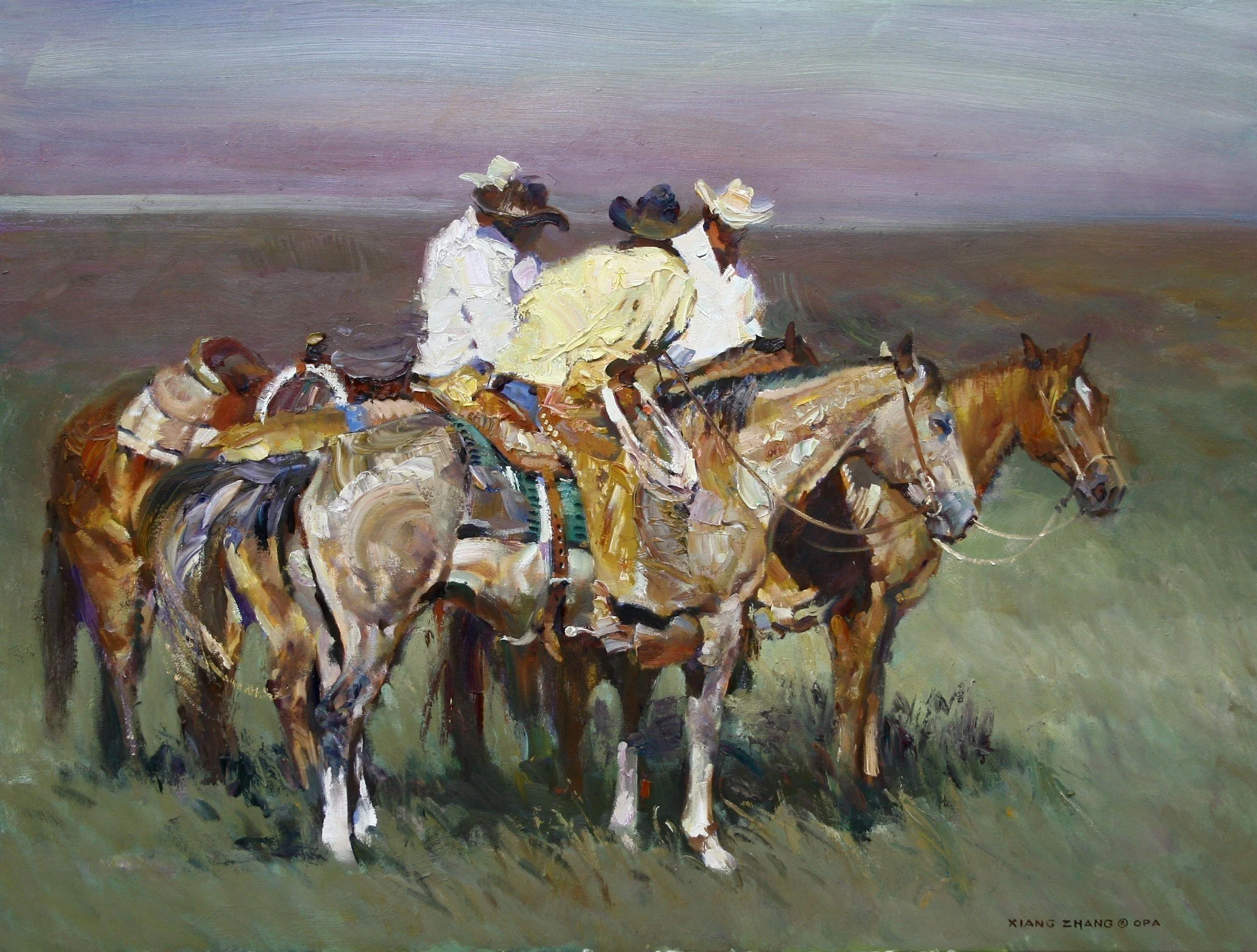 "6666 Chatting" oil on linen 32" x 40" Sold
