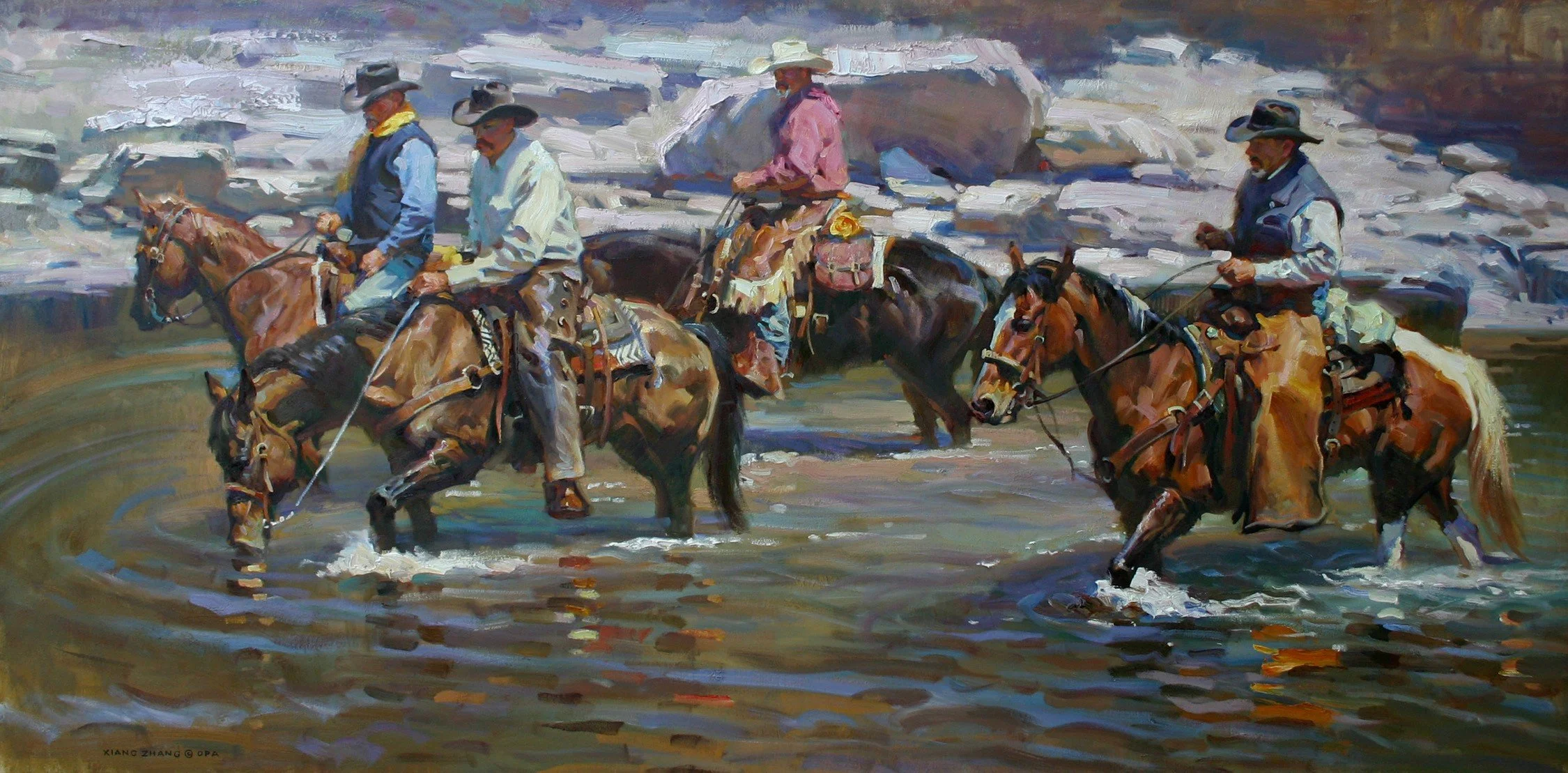 "River Crossing" oil on linen 36" x 60" Sold 