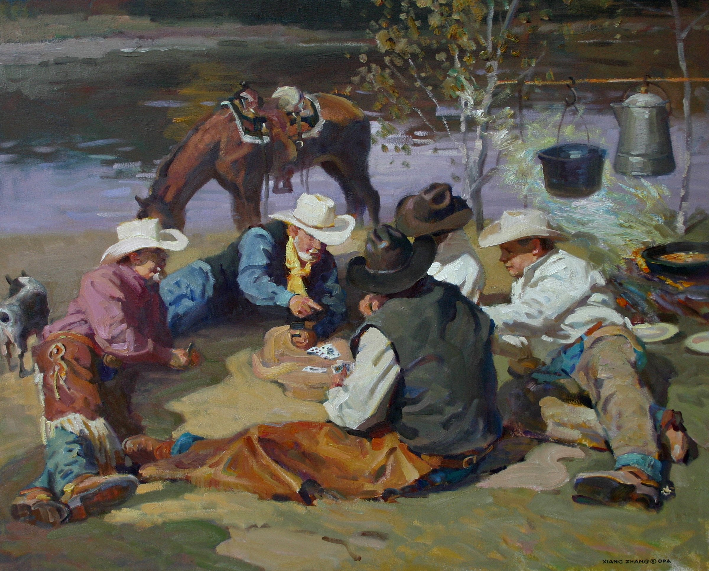"Wager" oil on linen 32" x 40" Sold