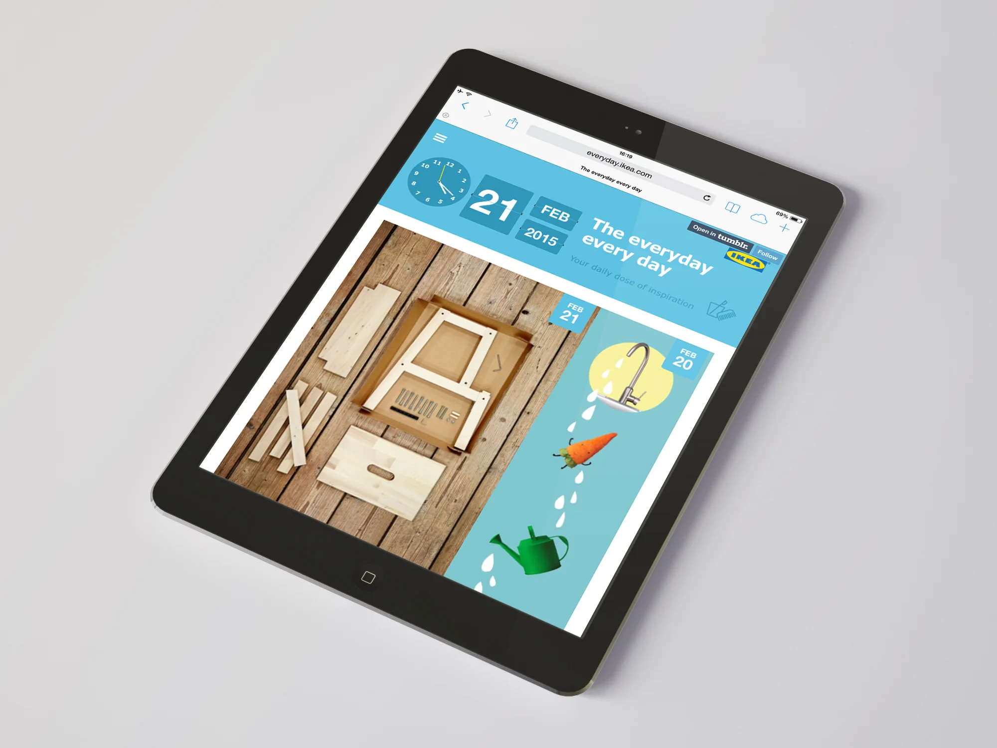  Post page w/ featured products linking to the IKEA website (desktop version).