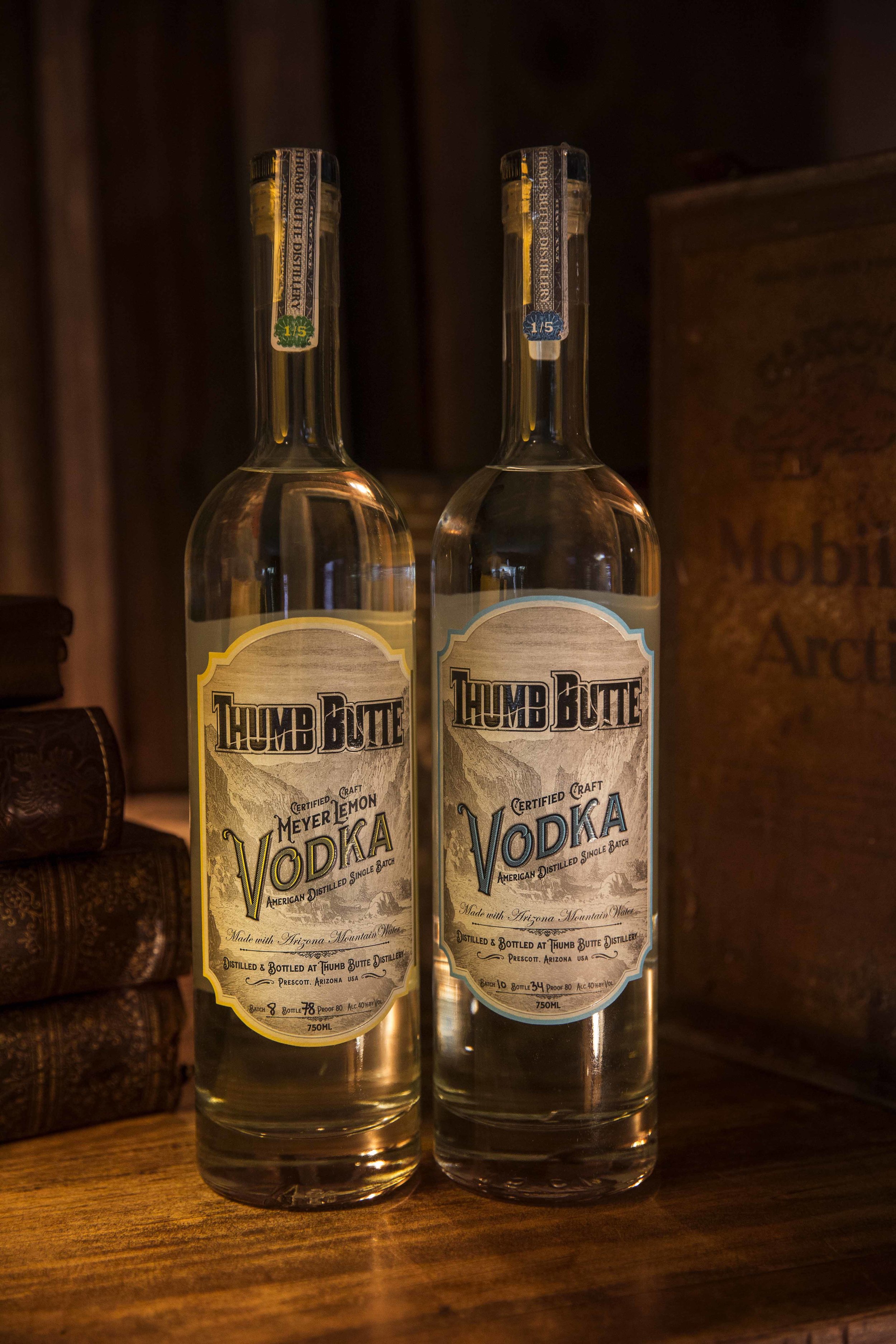 Label designs for Thumb Butte Distillery