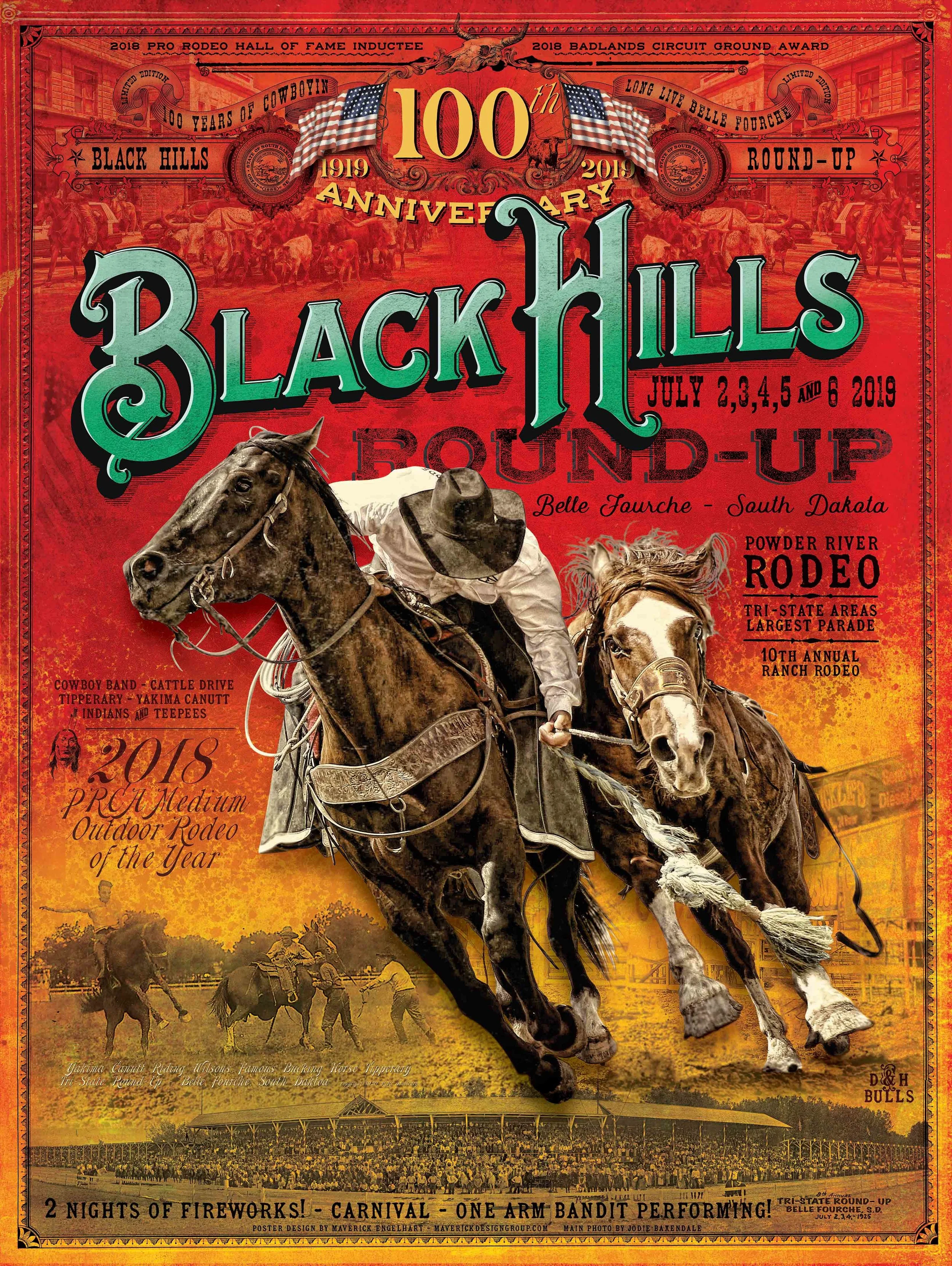 100 Anniversary Black Hills RoundUp Rodeo Poster 24"x32