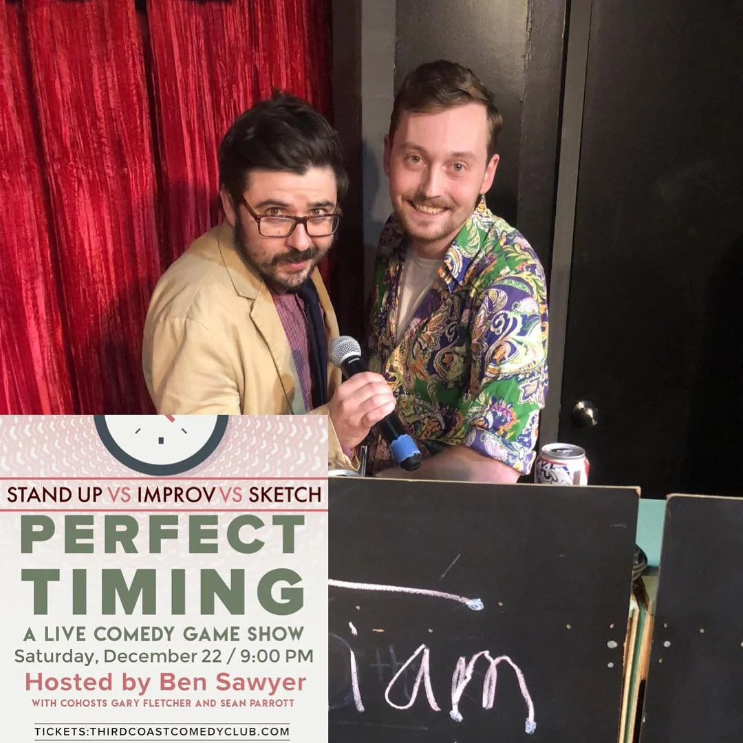 Reigning champions Mike Girvin & Bill Hillsman looking confident after winning the second straight Perfect Timing for sketch comedy.