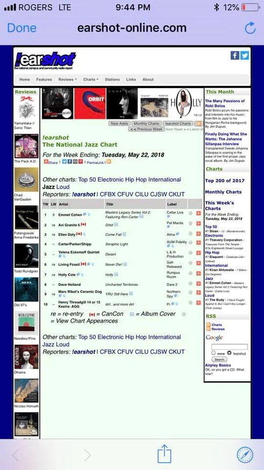 "Come Fall" Reaches #3 on National College Radio Jazz Chart