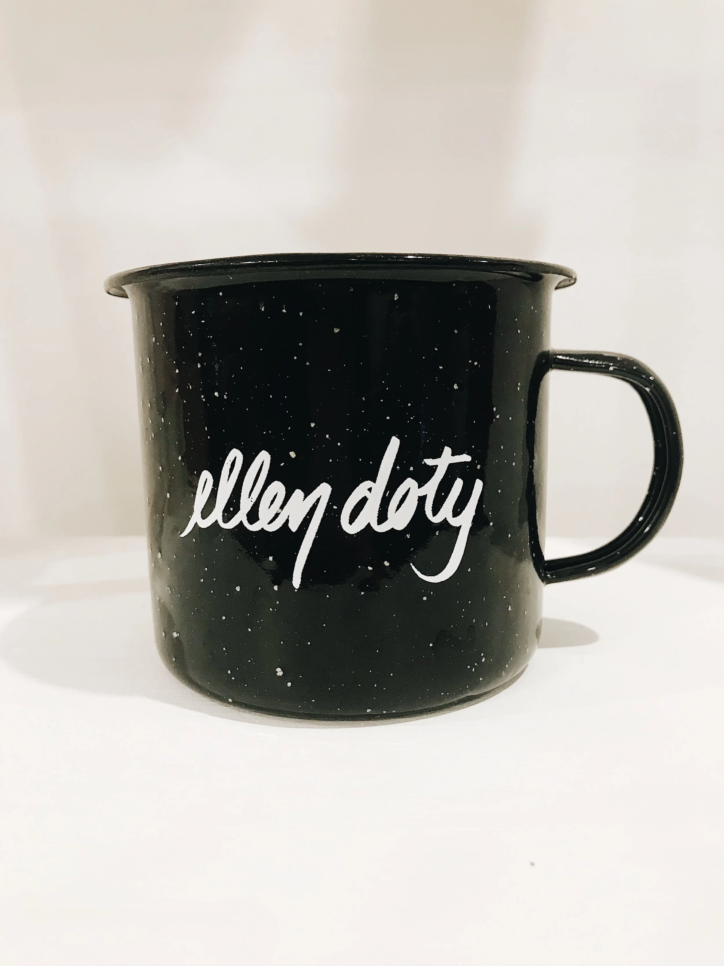 Ellen Doty Black Enamel Mug