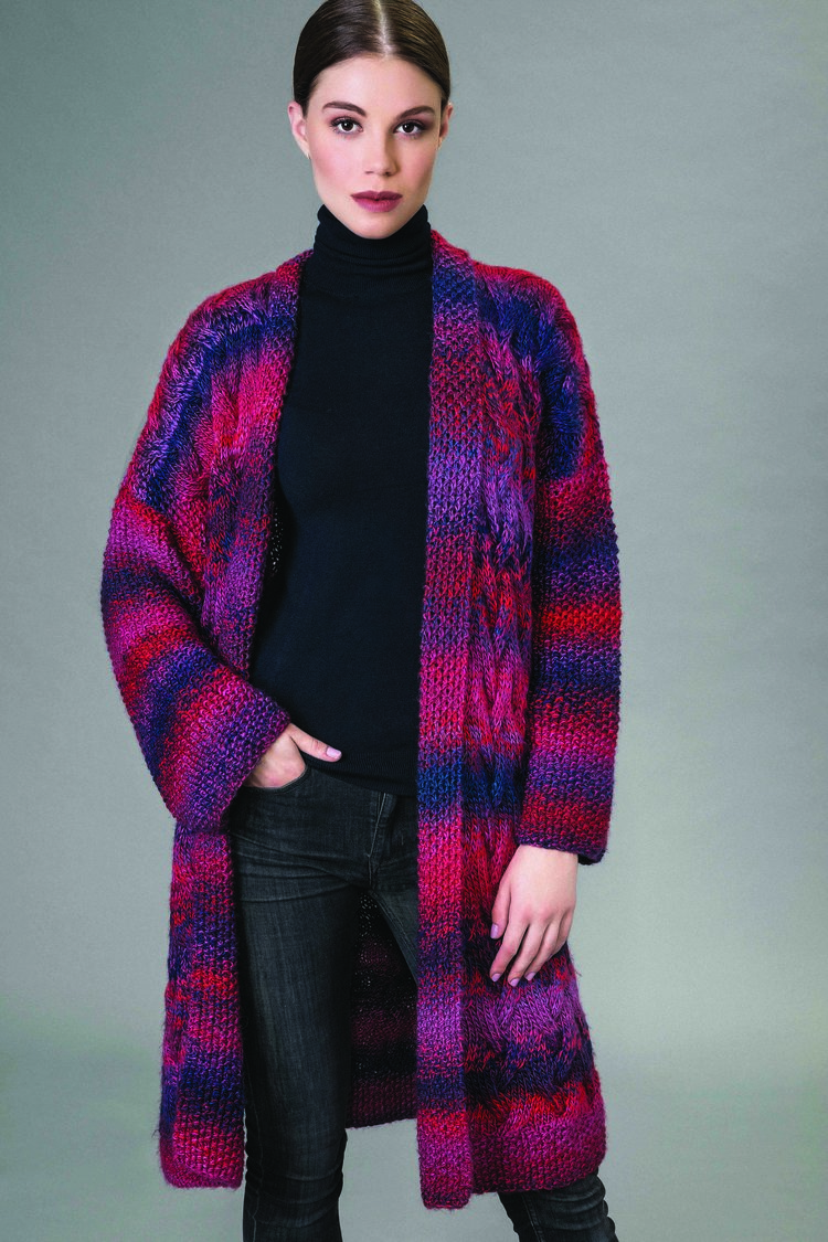 Cables Cardigan Giuliano&Giusy — Red Maxi Marelli