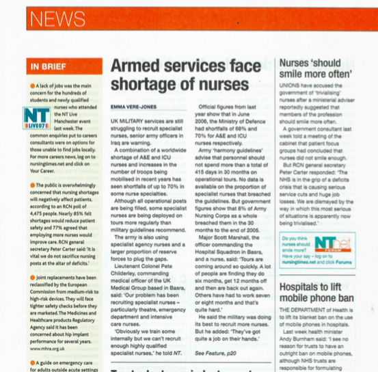 Armed services face shortage of nuses
