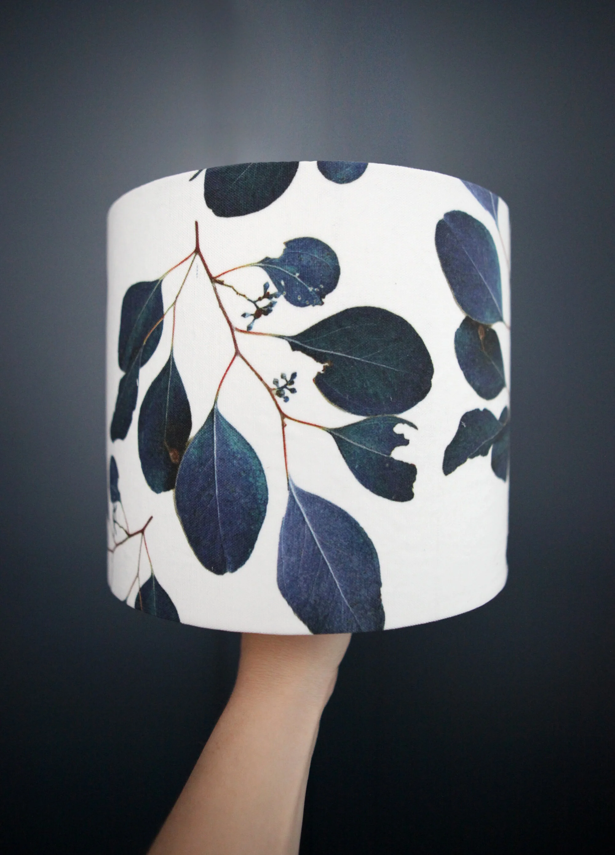 Drum Lampshade in Teal Eucalyptus, perfect for bedroom decor or scandi vibe.