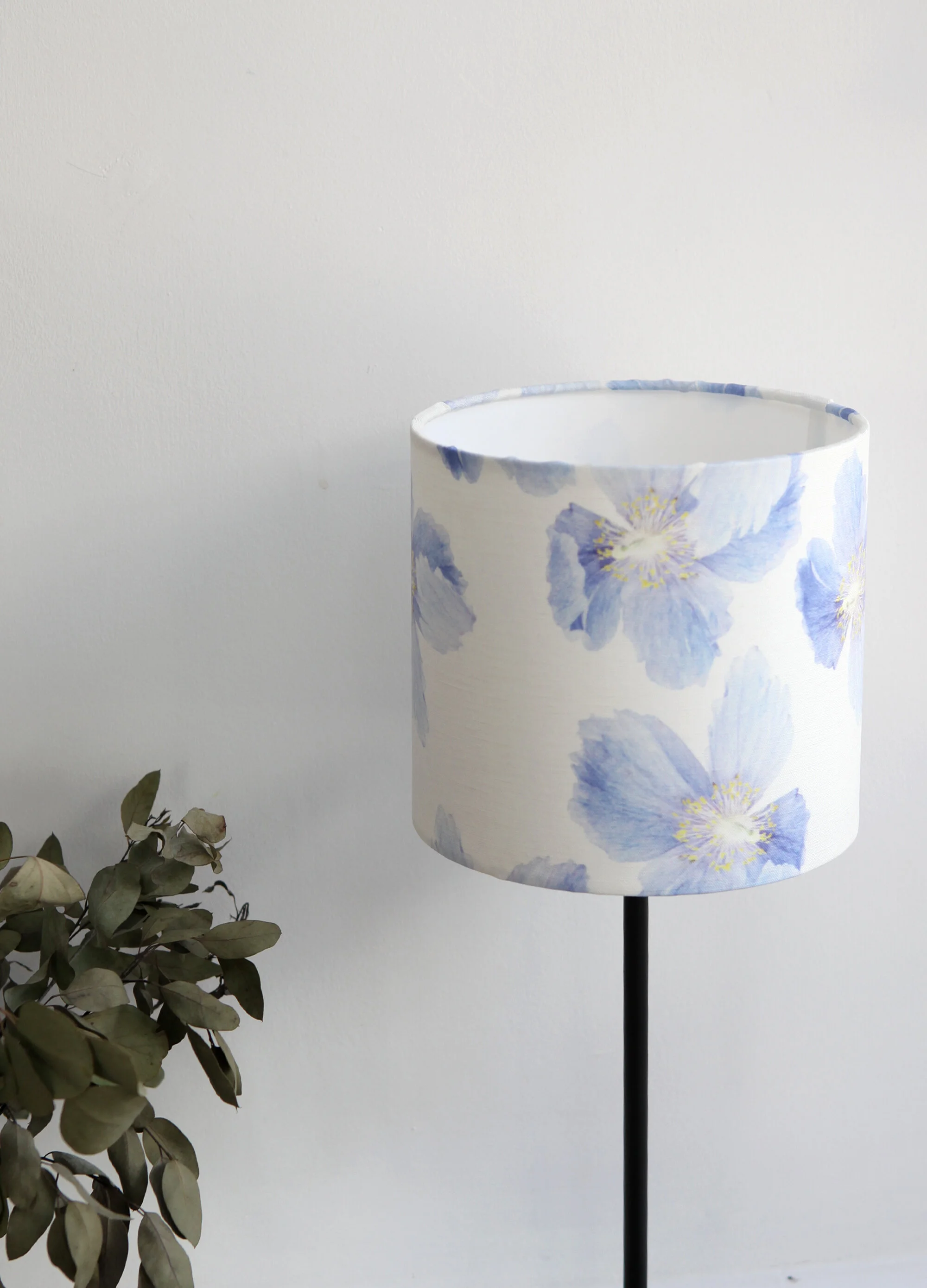 Himalayan Poppy Lampshade | Drum Lampshade | Botanical Lampshade | Floral Lampshade | Blue Home Decor
