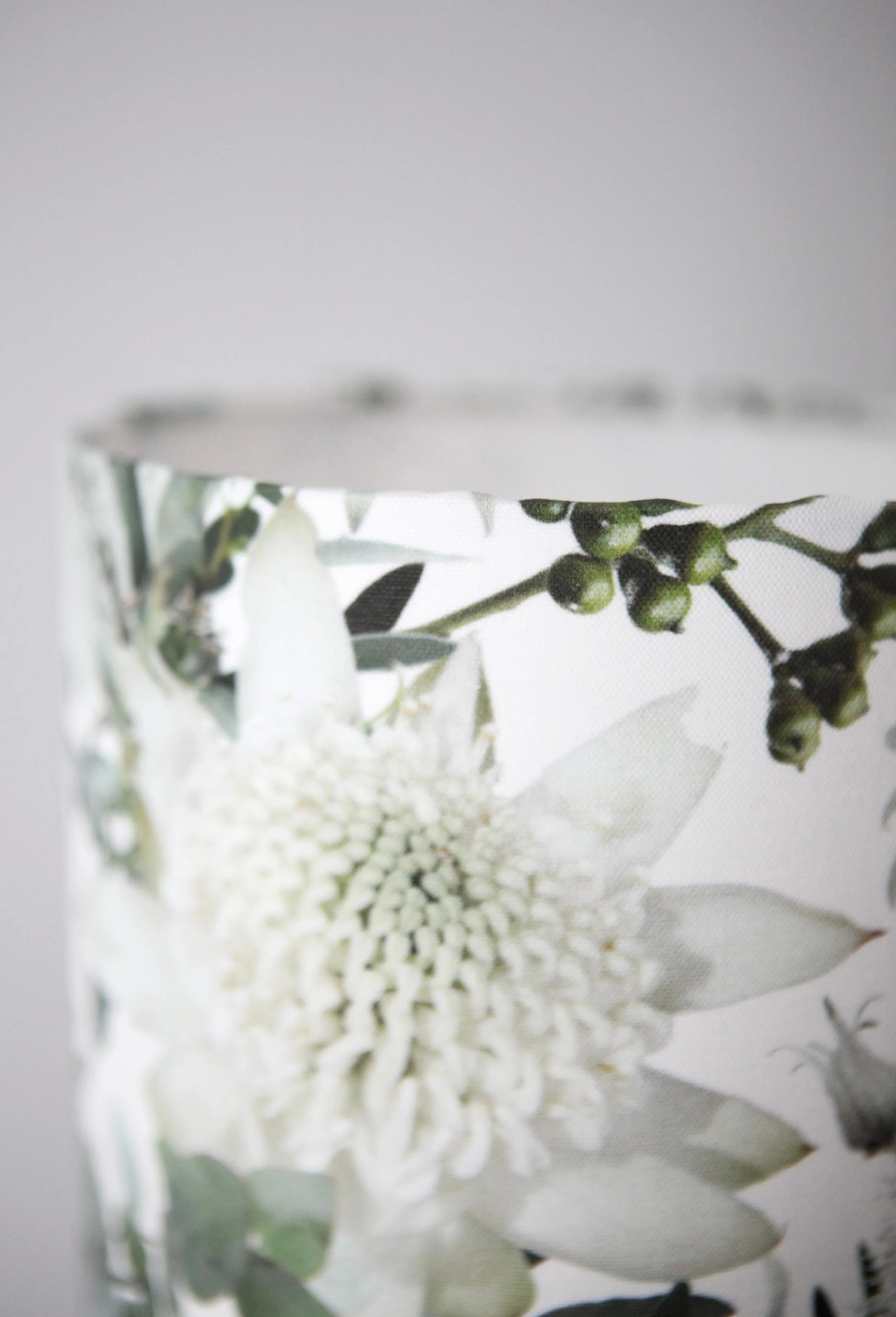 Bottlebrush and Waratah Lampshade | Australian Botanical Lampshade | Cream Floral Lampshade | Eucalyptus Lampshade | Floral Drum Lampshade