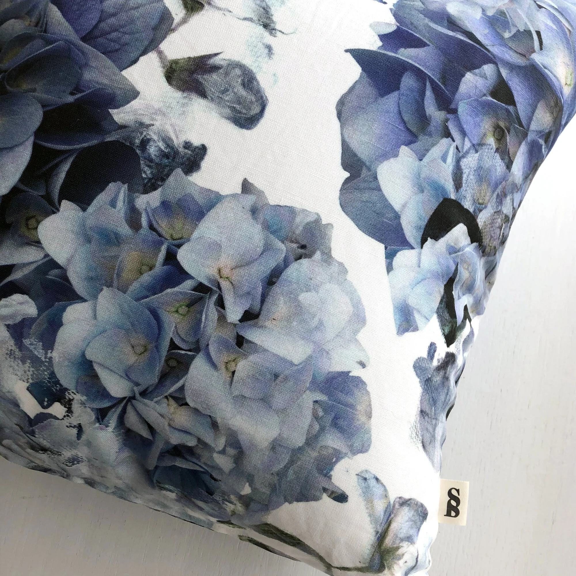 Blue Hydrangea Cushion | Eco Friendly Cushion | Blue Cushion | Floral Cushion | Botanical Cushion