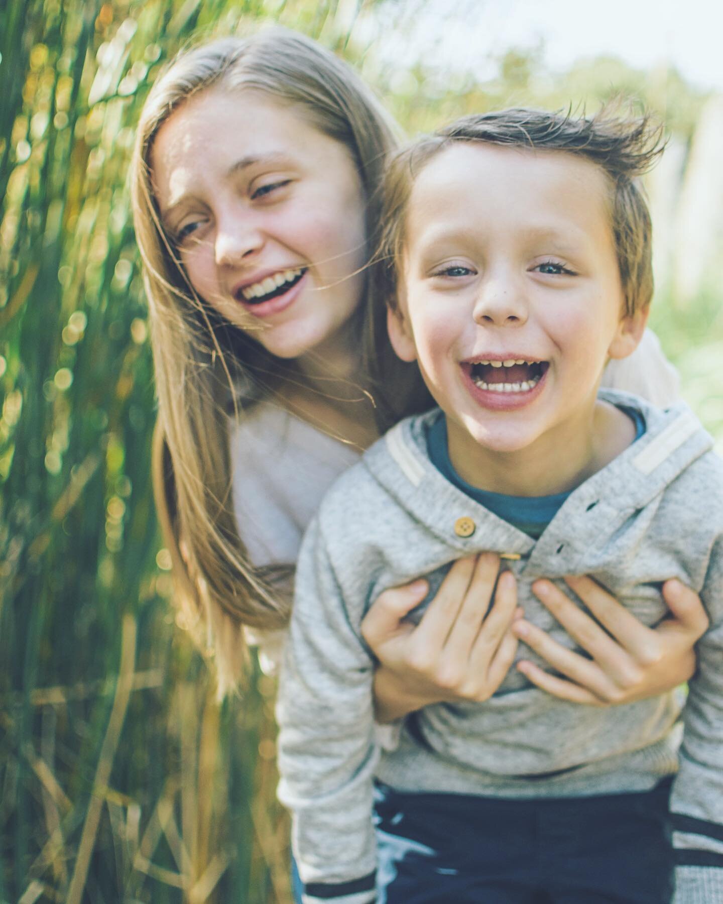 Joy is the emotion of the day. These two are the happiest together. #siblings
