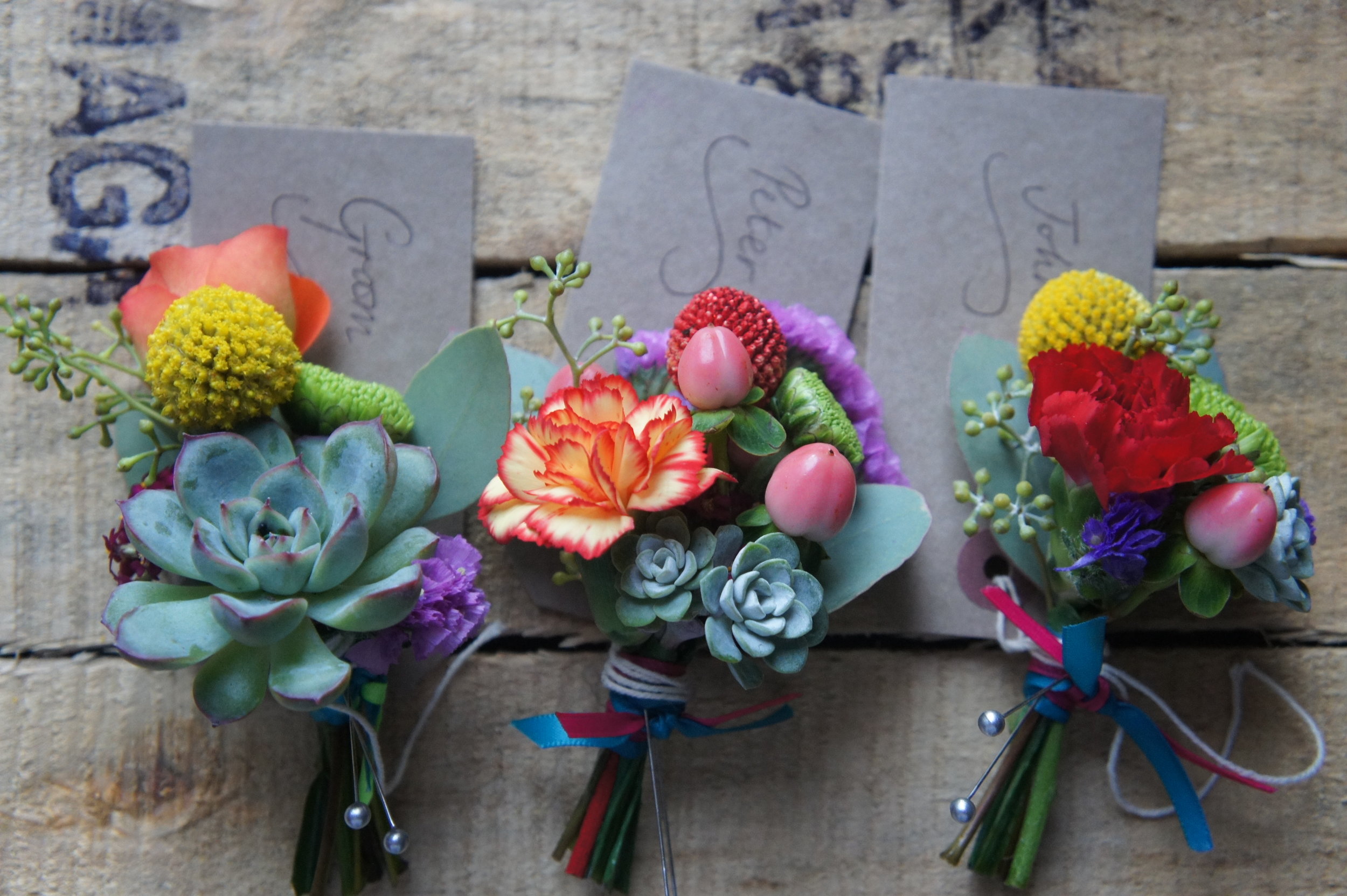 colour pop succulent buttonhole