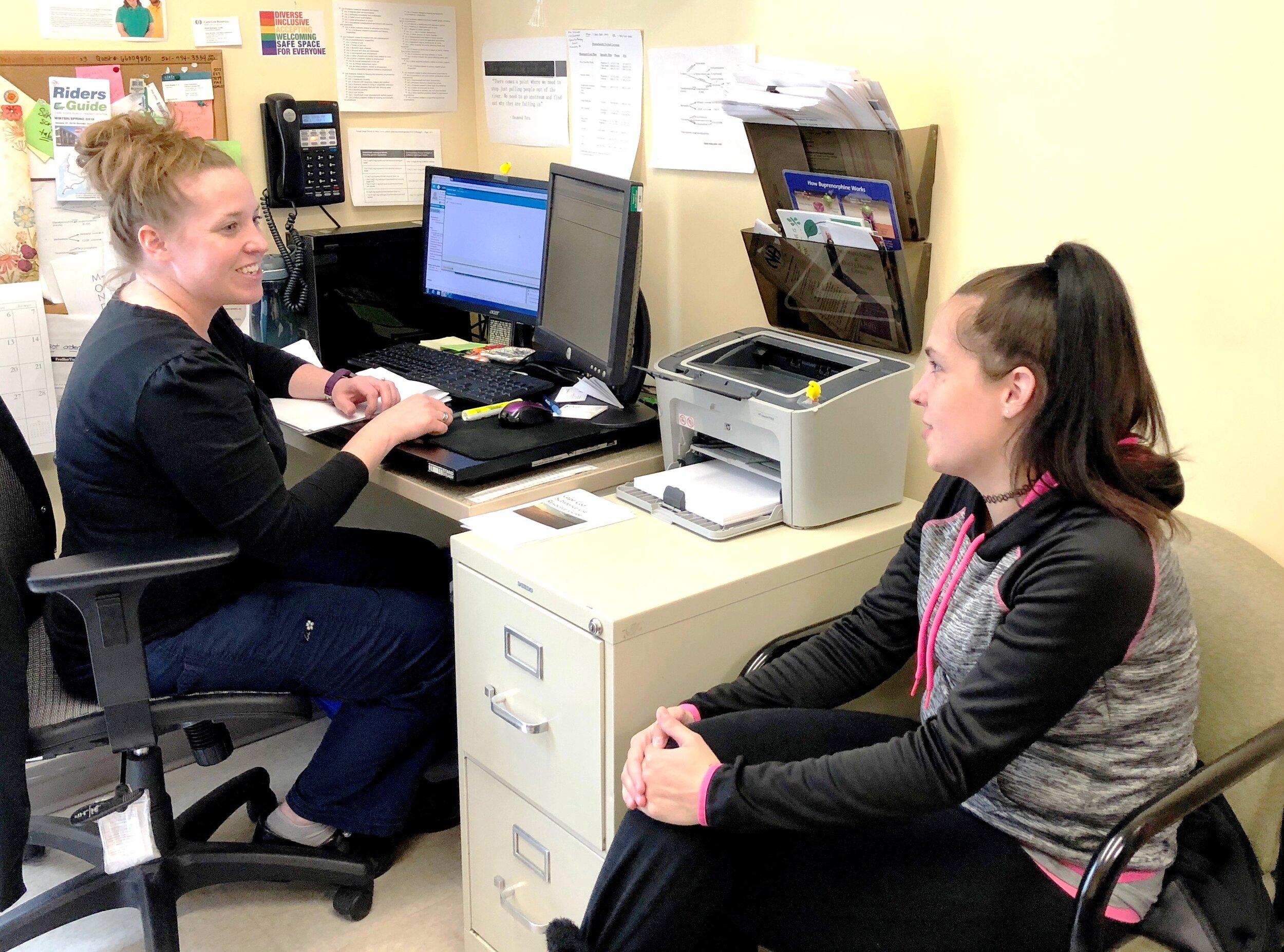 Registered Nurse Jen from the MAT team meets with a patient.
