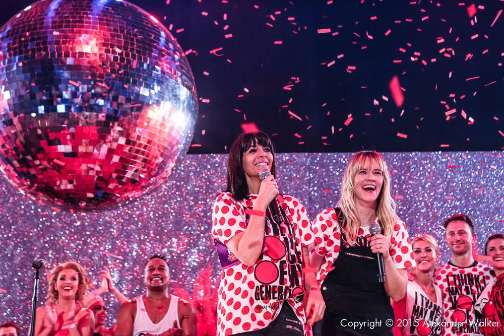 A host of celebrities danced the day away with host Claudia Winkleman and hundreds of hot footed fundraisers at the first ever Comic Relief Danceathon for Red Nose Day at The SSE Arena, Wembley.