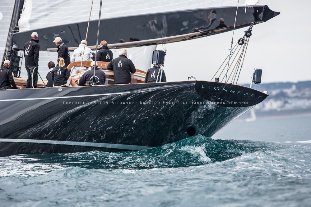  J Class Yacht Lionheart racing against Ranger and Velsheda in the 2015 Falmouth J Class Regatta 