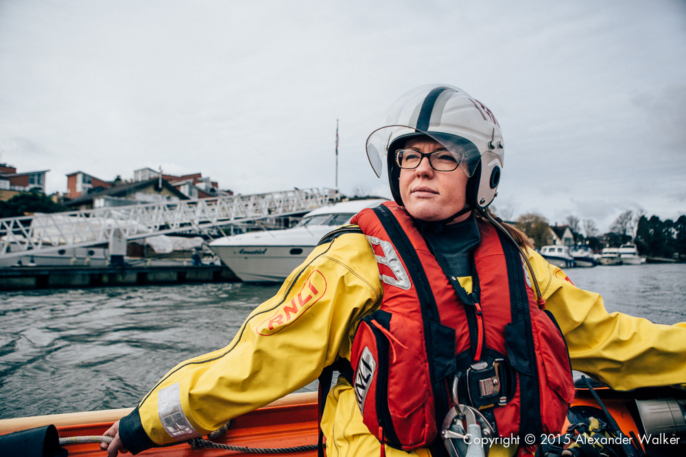 Kay Whittaker, Volunteer Crew at Teddington Lifeboat Station RNLI onboard the station's Class D Lifeboat on a training exercise.