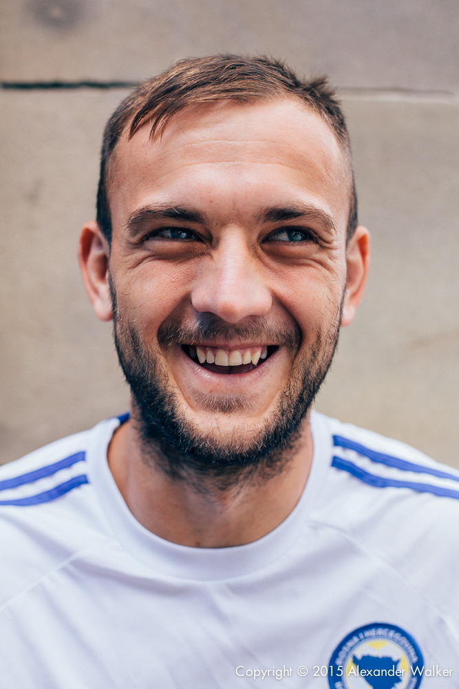  Asmir Mehic from Team Bosnia at the Homeless World Cup.  The Homeless World Cup is a unique, pioneering social movement which uses football to inspire homeless people to change their own lives. Homeless World Cup 2016 is taking place in Glasgow's Ge