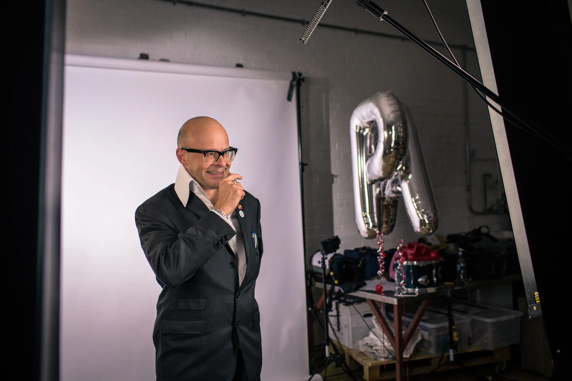 Harry Hill at Bow Bunker for the Red Nose Day shoot.