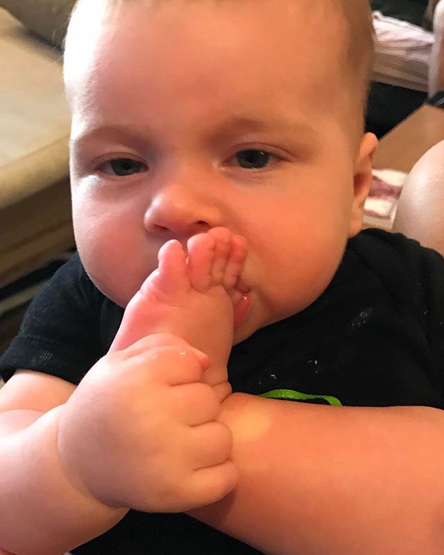 When sucking your thumb gets boring... #overachiever #love #lovehim #parkerb #kisses #concentrate