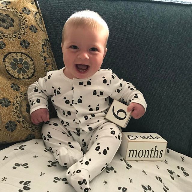 Parker B is 6 months today! He is super chill and always smiling or giggling.