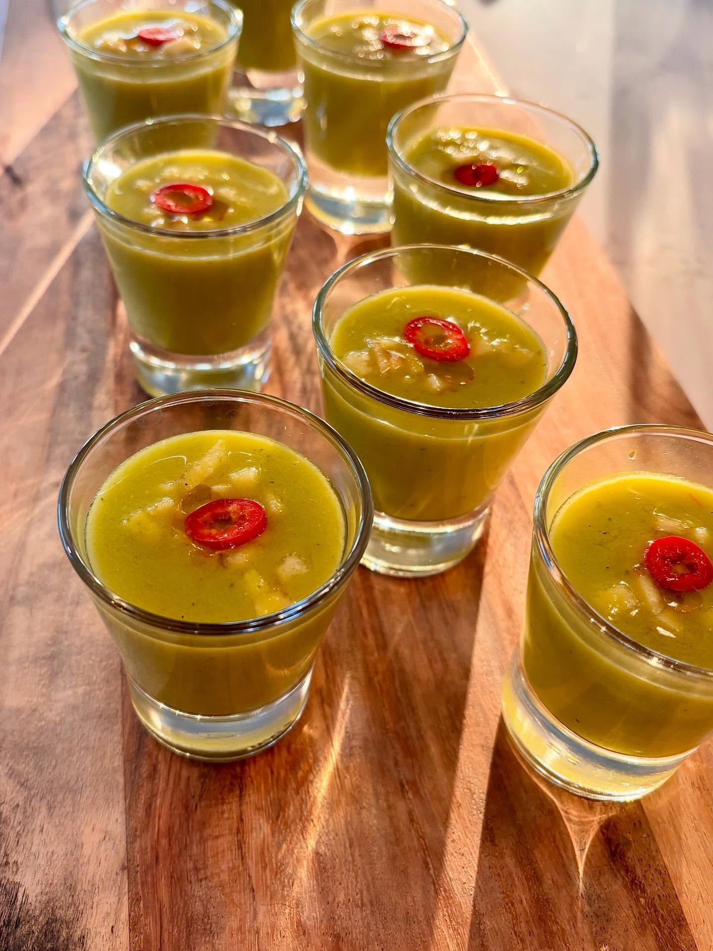 The cucumber! 

Cucumber Gazpacho with cumin pickled watermelon rind and jammy pepper. 

Thank you to @carolyn.snell and @goransonfarm for making this bite possible! 

&ldquo;Right when I think you served the best bite of the night you serve another 
