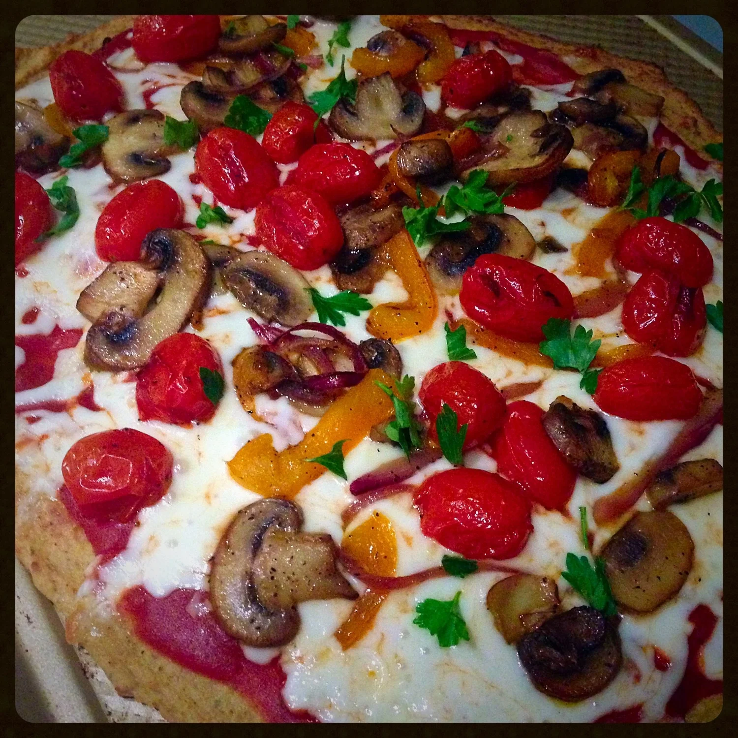 Cauliflower Crust Pizza with Roasted Veggies