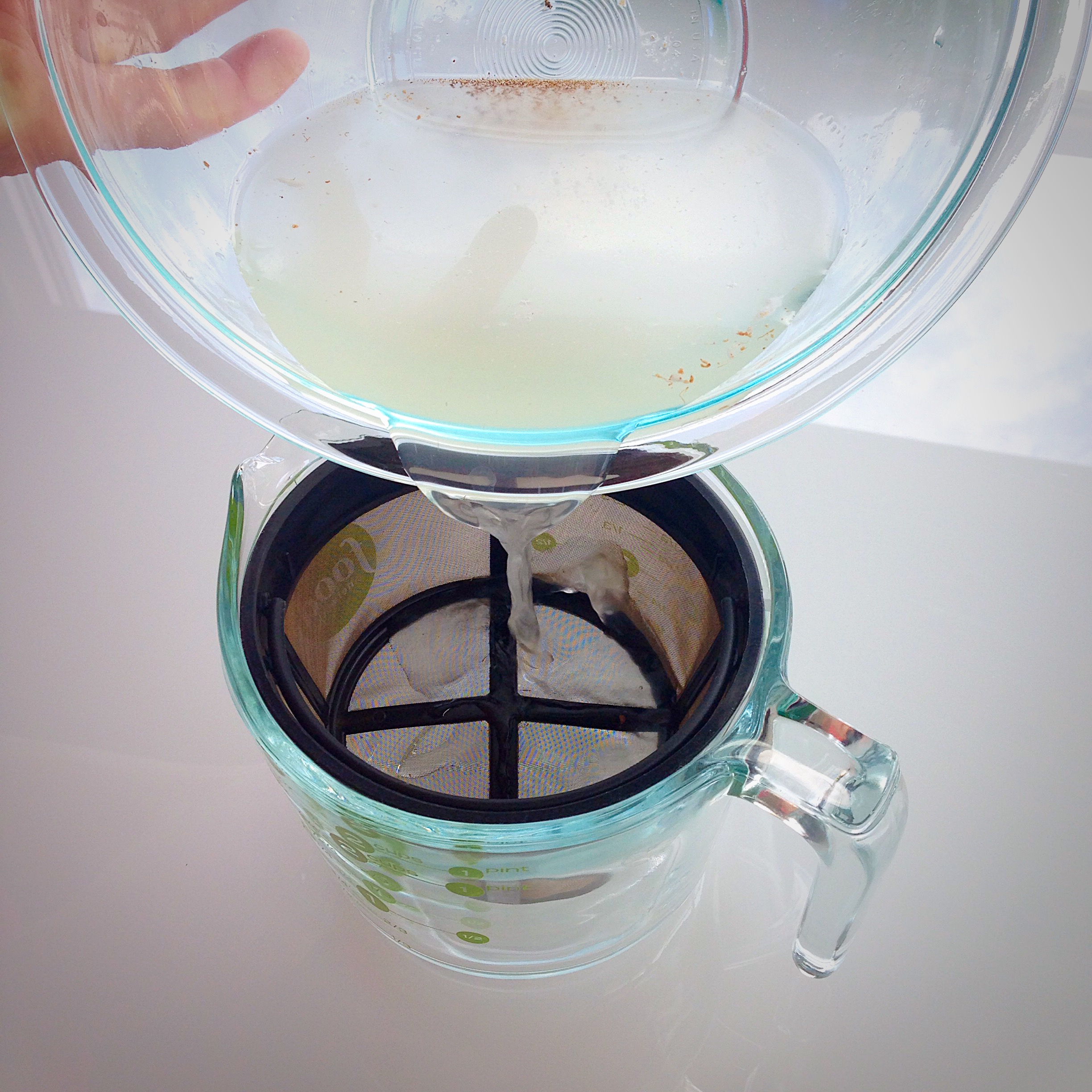 pour into the filter