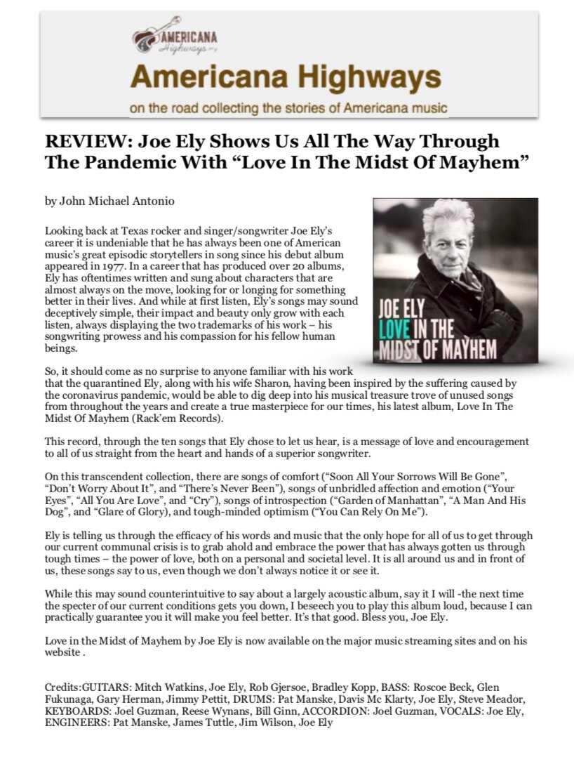 News Joe Ely News Joe Ely