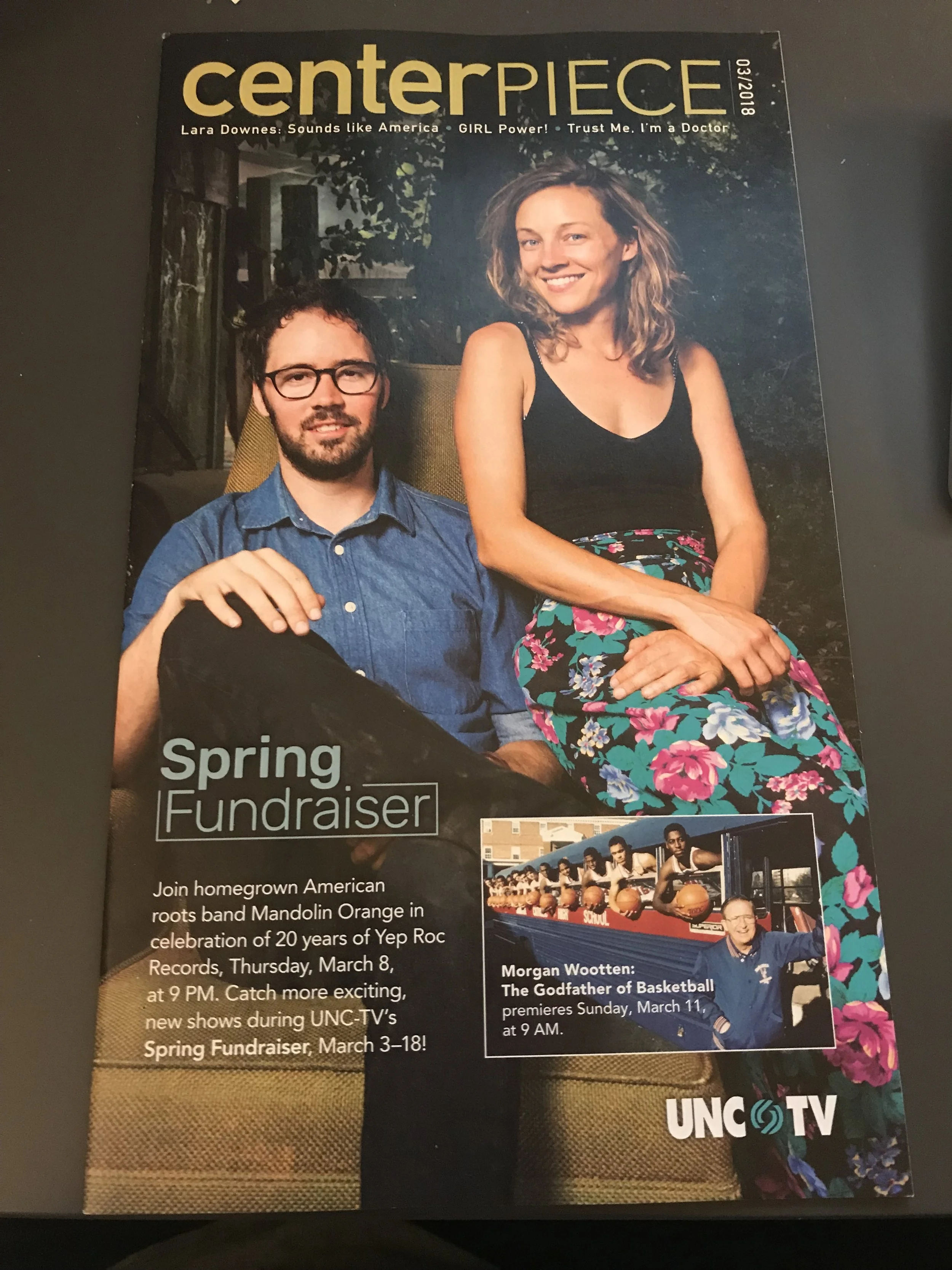 Our faces on the cover of UNC TV's Centerpiece magazine!