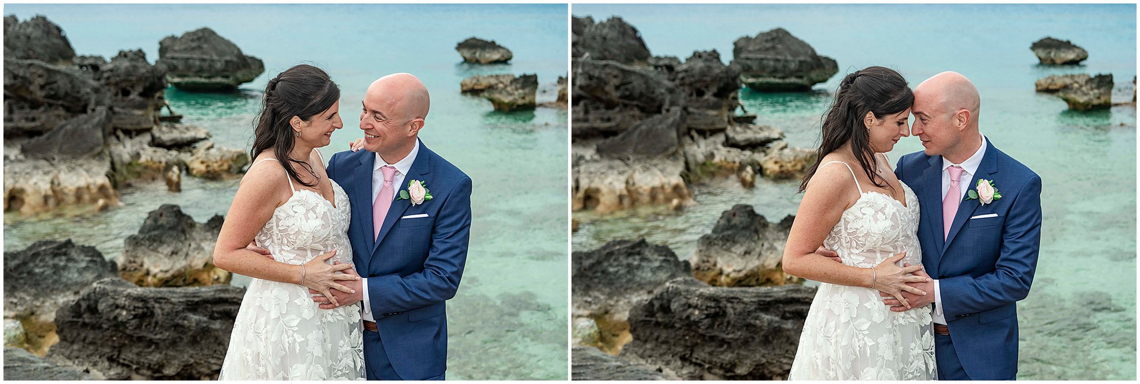 Bride and Groom at Tobacco Bay Beach in Bermuda