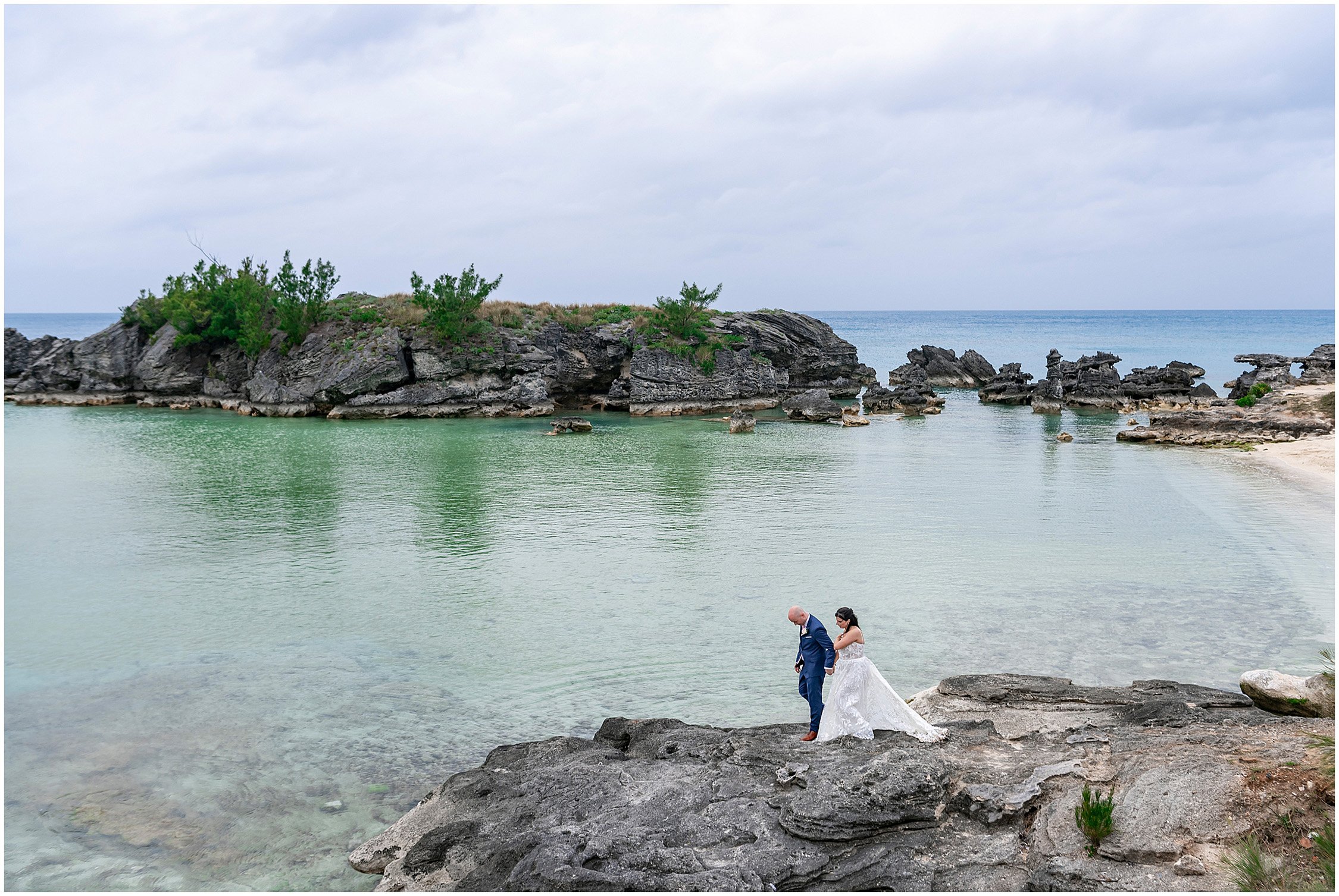 Bride and Groom at Tobacco Bay Beach in Bermuda