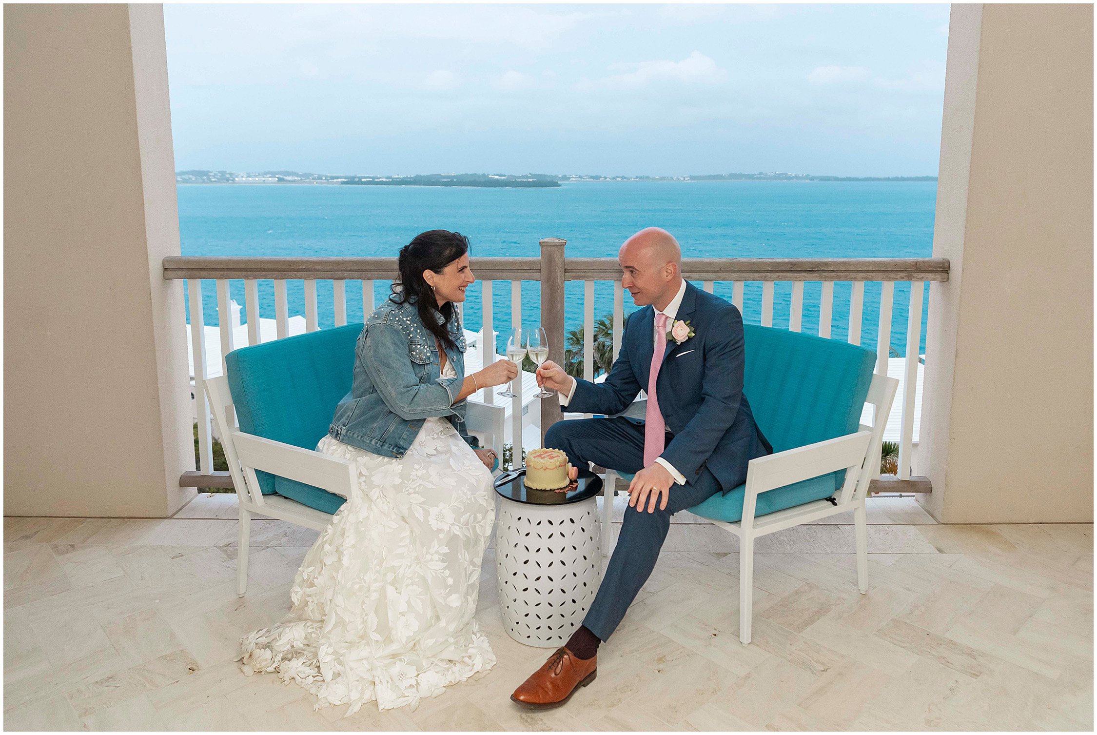 Bride and groom cut their cake at Rosewood Bermuda
