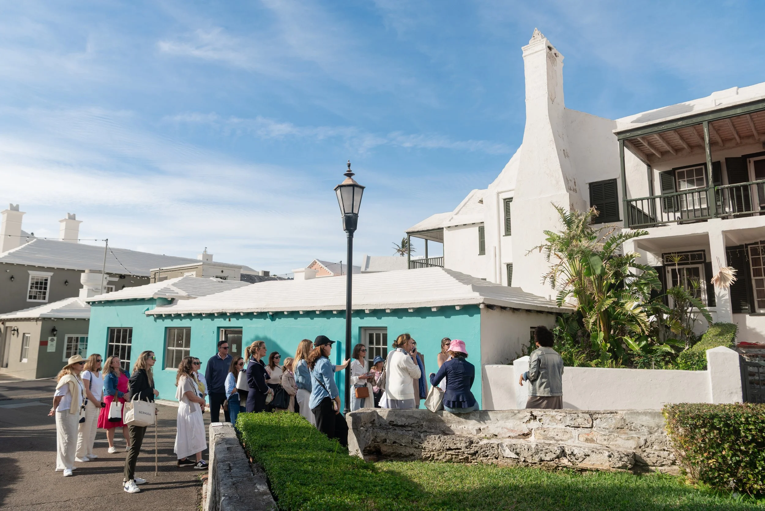  Kristin White leads a tour through St. George’s Historic Town for visiting travel agents on January 7, 2026. 
