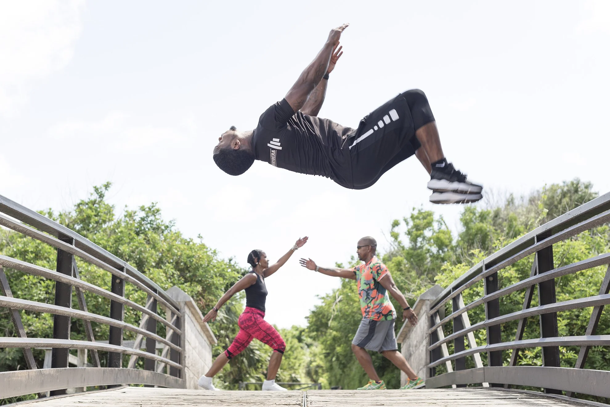  Athletic trainer Paul Lambert works with clients during a training session on June 30, 2017 in Hamilton, Bermuda. 