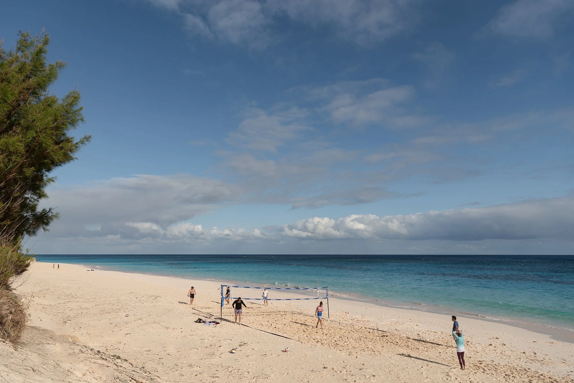  The men’s Bermuda national volleyball team trains in the pre-season with coach Meagan McPeek at Coral Beach Club on February 14, 2026. 