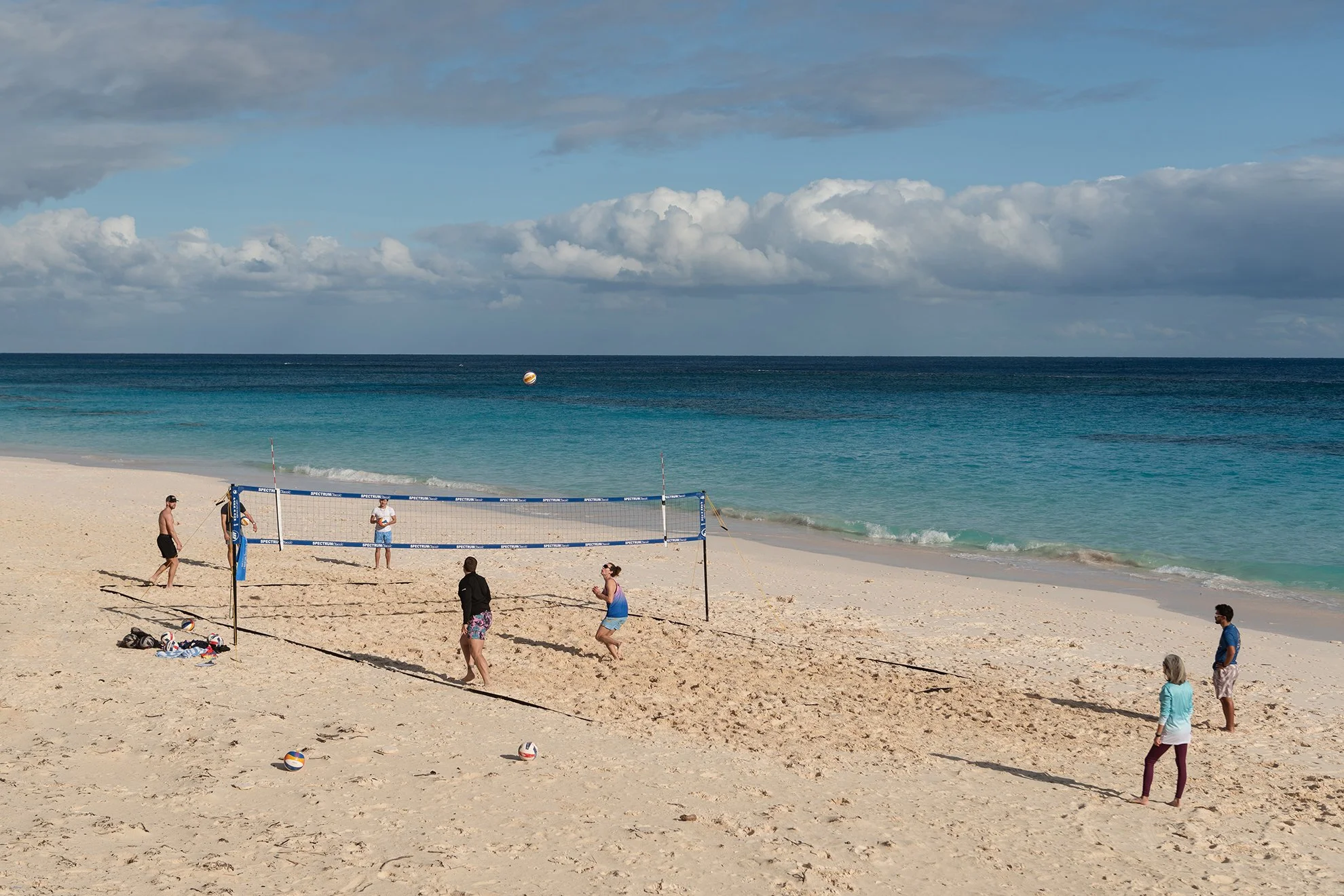  The men’s Bermuda national volleyball team trains in the pre-season with coach Meagan McPeek at Coral Beach Club on February 14, 2026. 