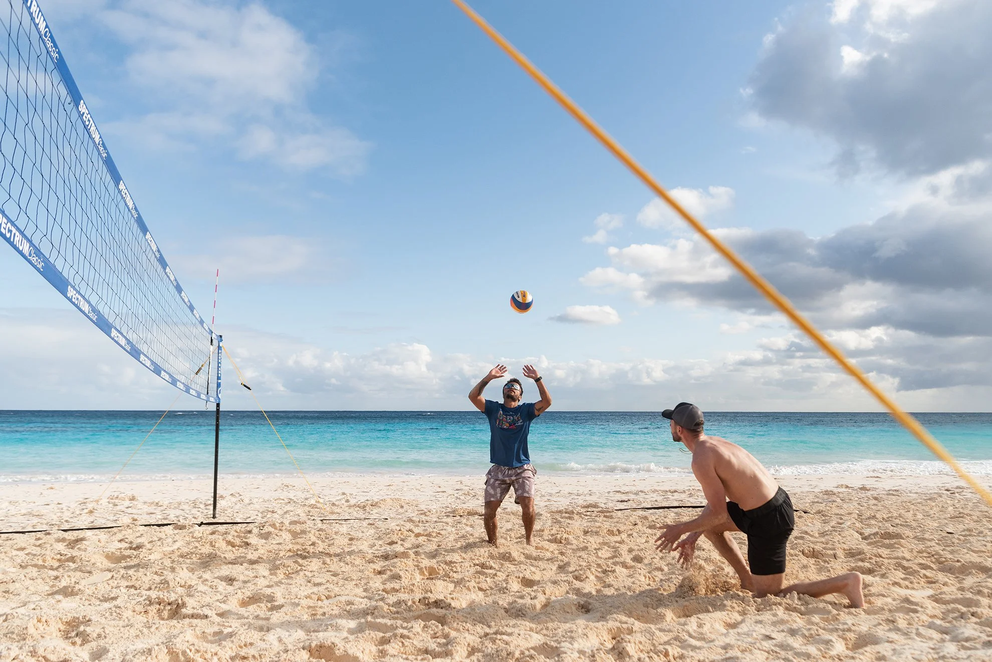  The men’s Bermuda national volleyball team trains in the pre-season with coach Meagan McPeek at Coral Beach Club on February 14, 2026. 