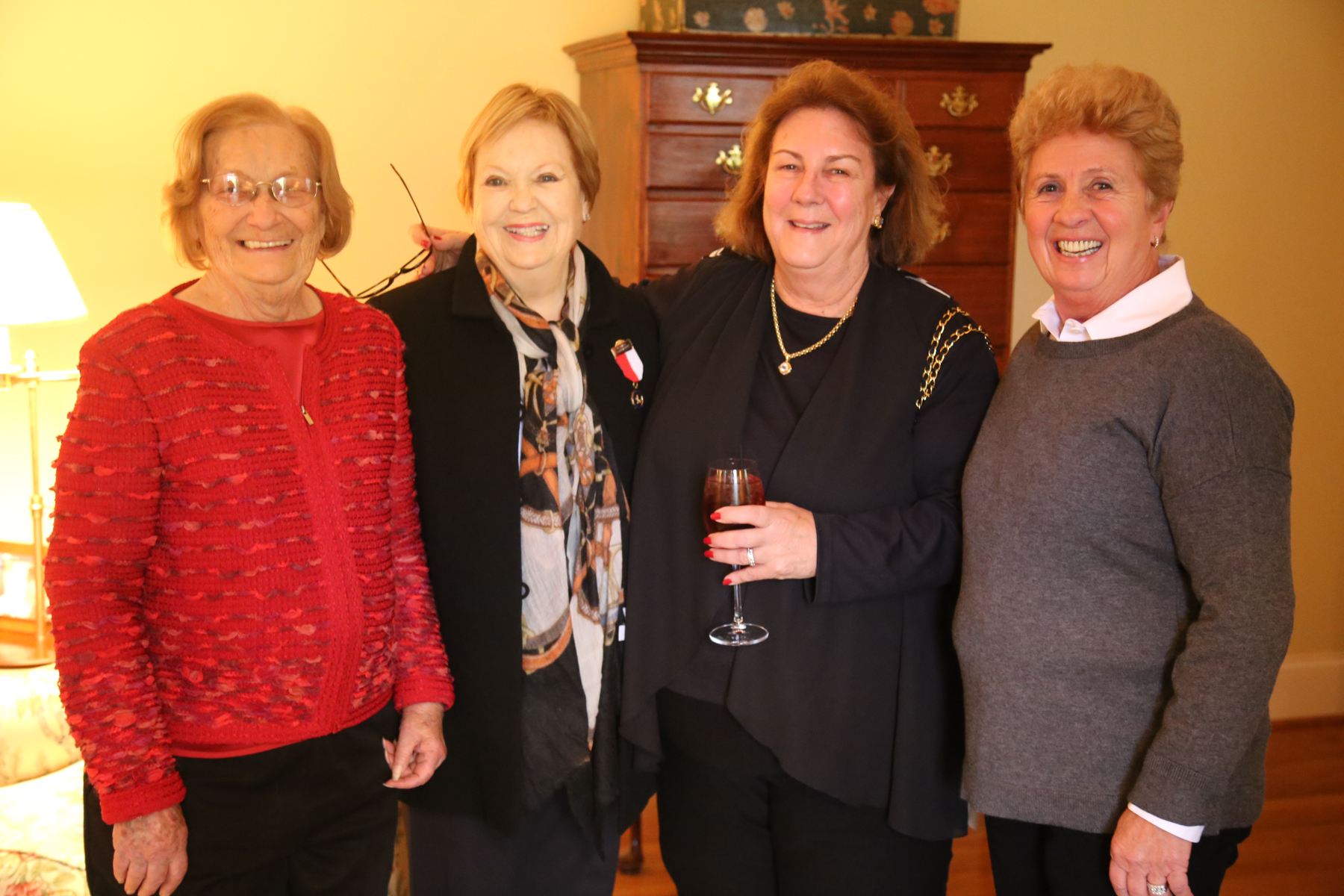 From left to right: Helen Lenahan, Billie Steffee, Susie Schoellkopf and Sharon O'Neill celebrate Jennifer Alfano's 25-year partnership with SBS Farms, Inc.